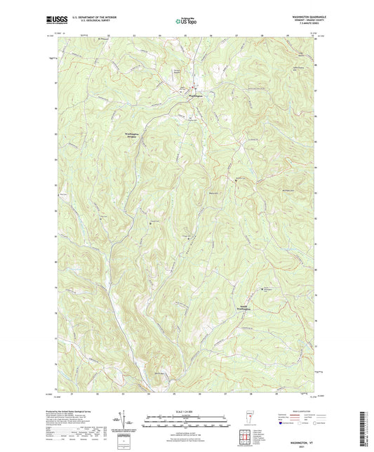 Washington Vermont US Topo Map Image