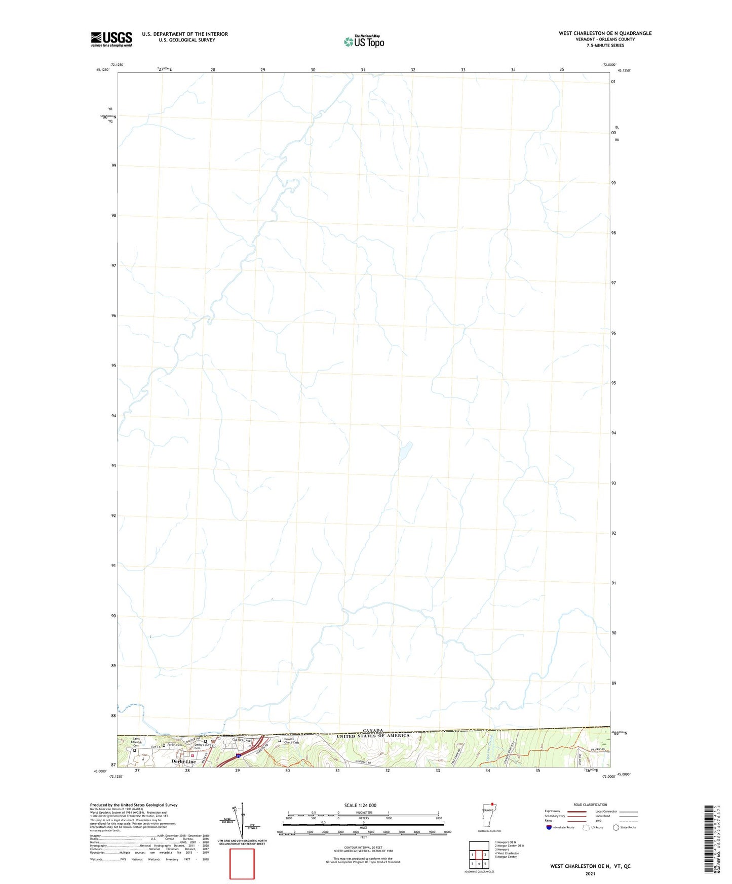 West Charleston OE N Vermont US Topo Map Image