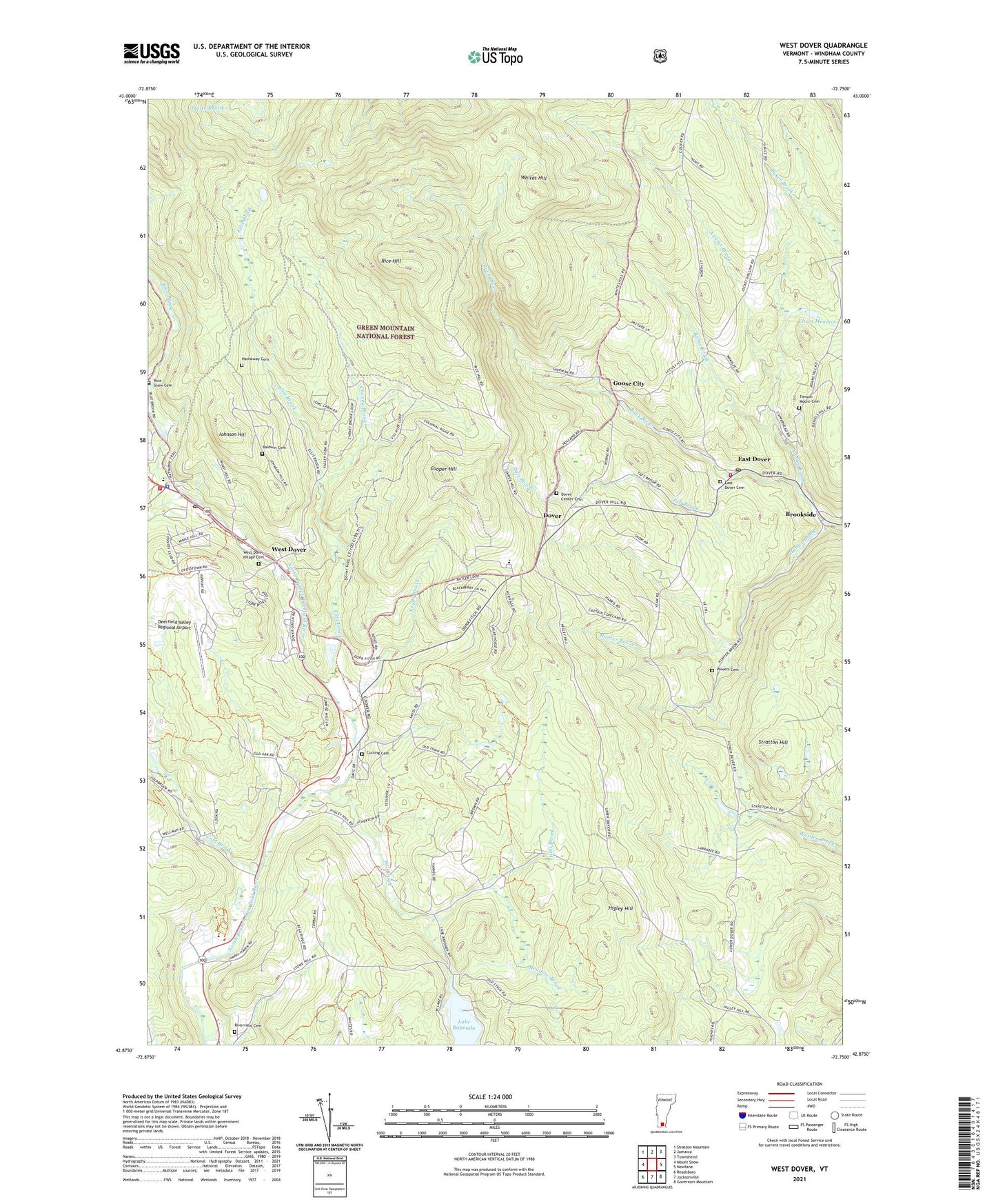 West Dover Vermont US Topo Map Image