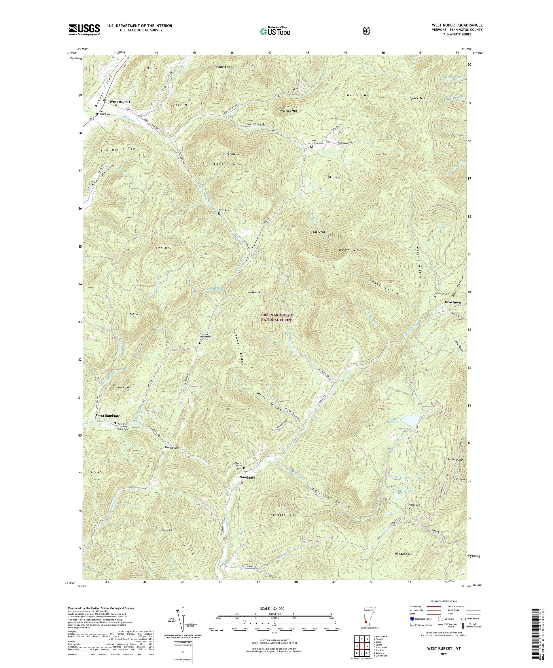 West Rupert Vermont US Topo Map – MyTopo Map Store
