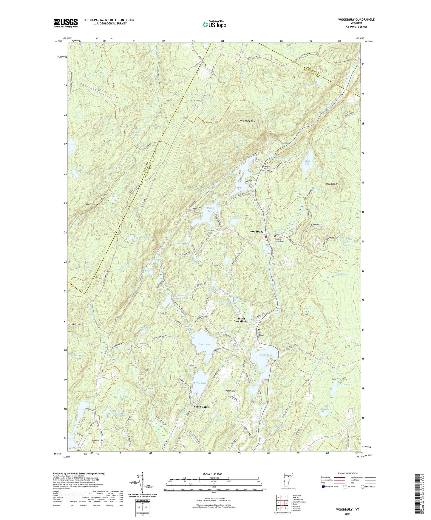 Woodbury Vermont US Topo Map Image