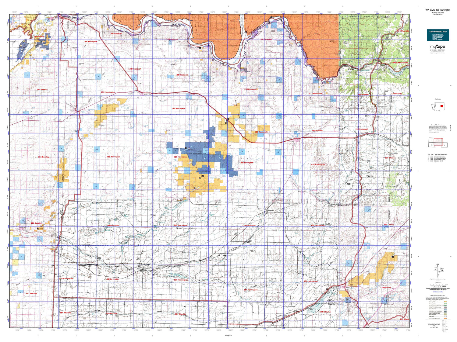 Washington GMU 136 Harrington Map Image