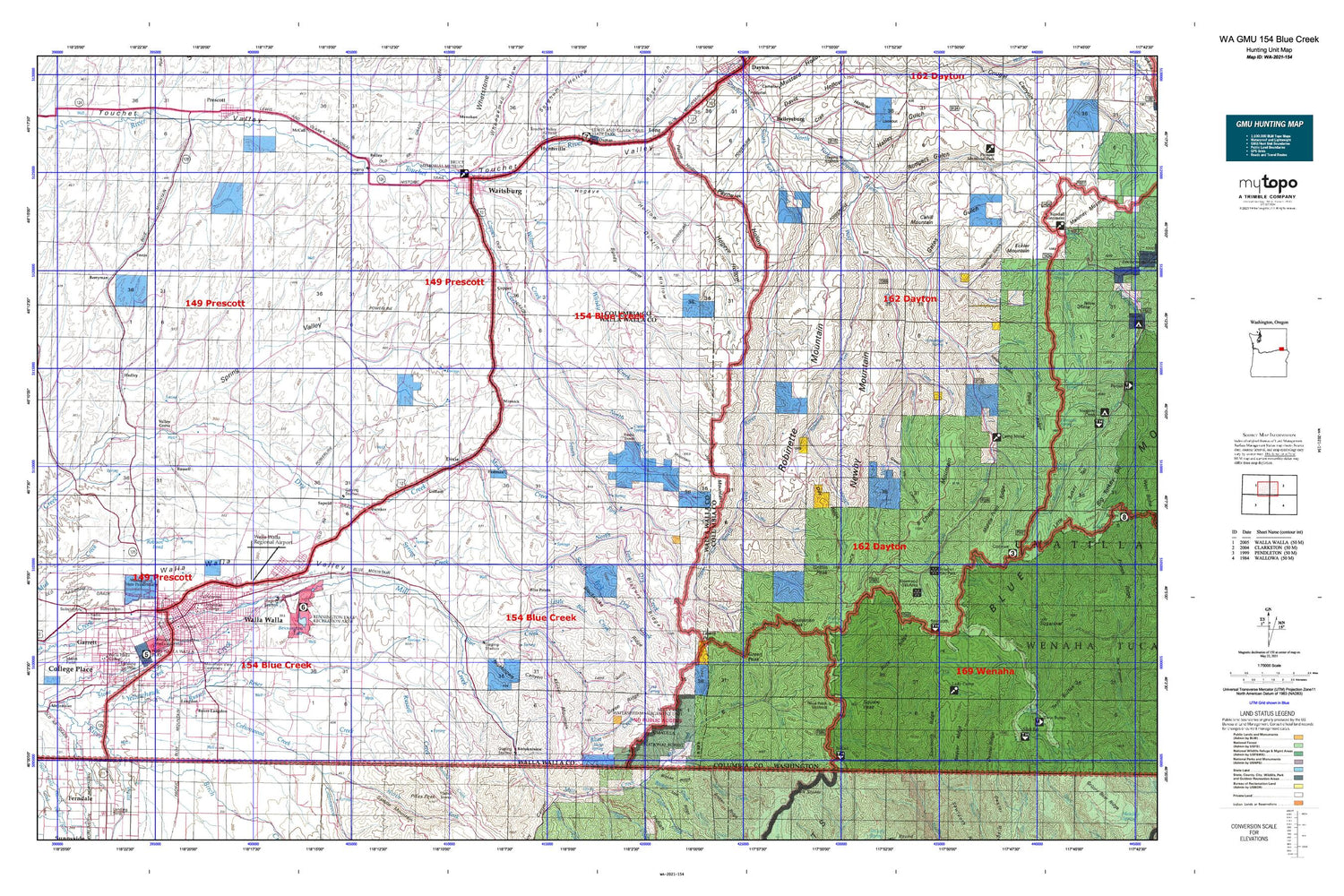 Washington GMU 154 Blue Creek Map Image