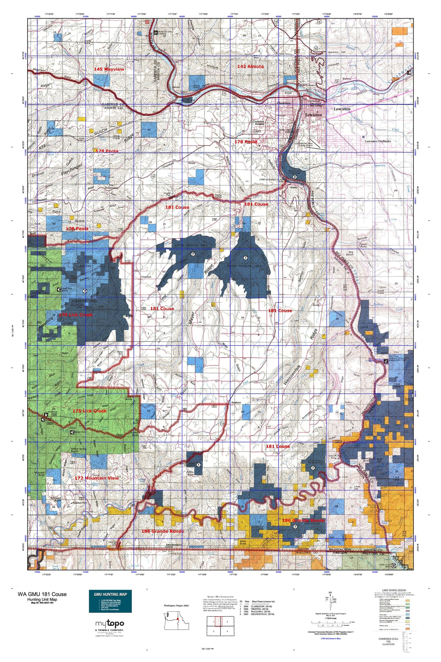 Washington GMU 181 Couse Map Image