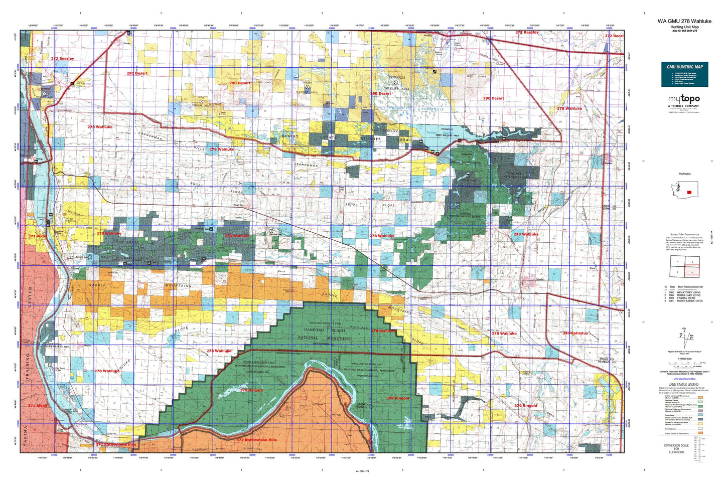 Washington GMU 278 Wahluke Map Image