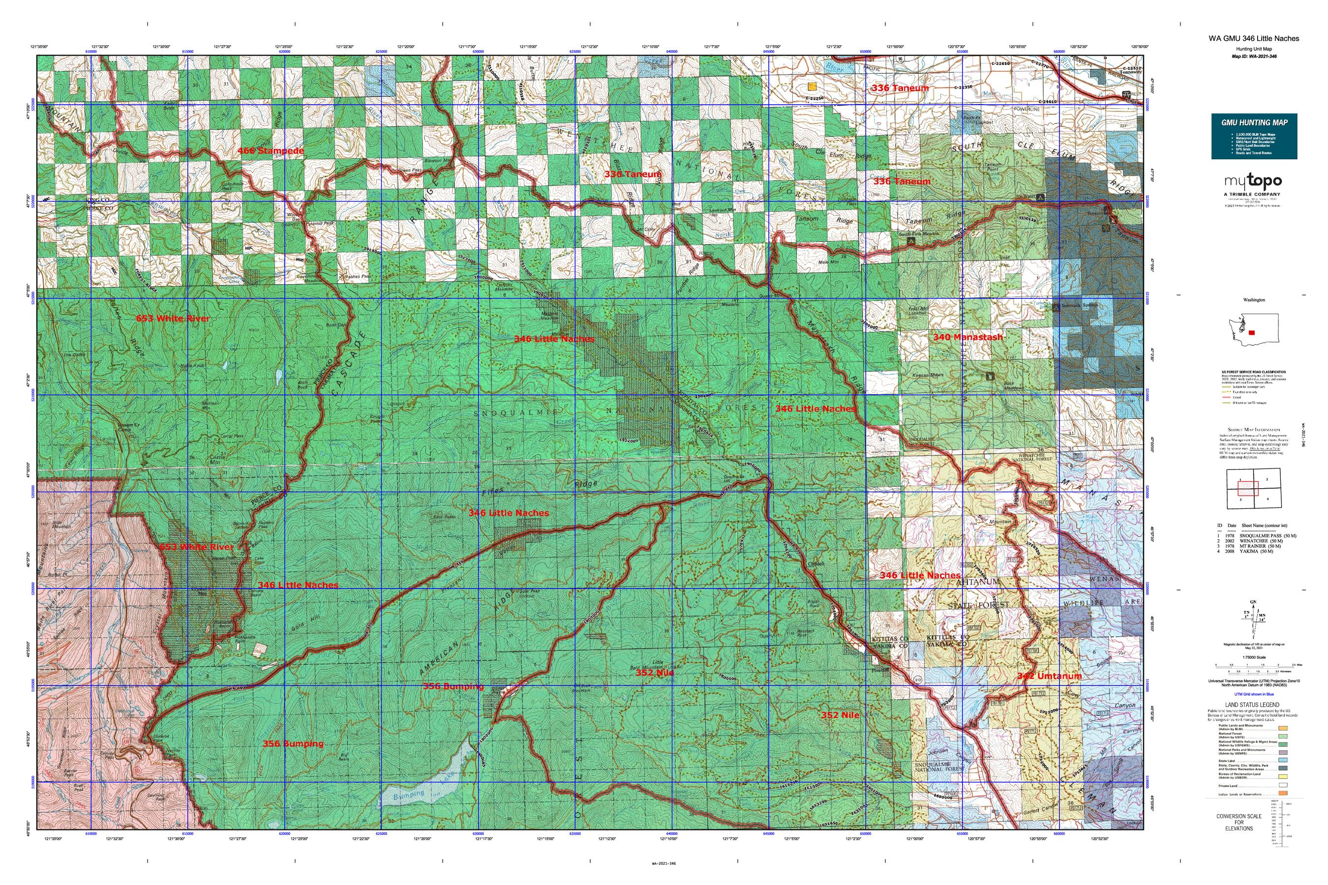 Washington GMU 346 Little Naches Map – MyTopo Map Store