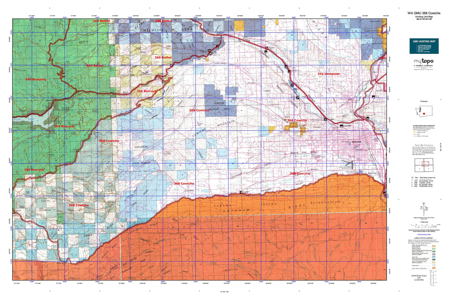 Washington GMU 368 Cowiche Map Image