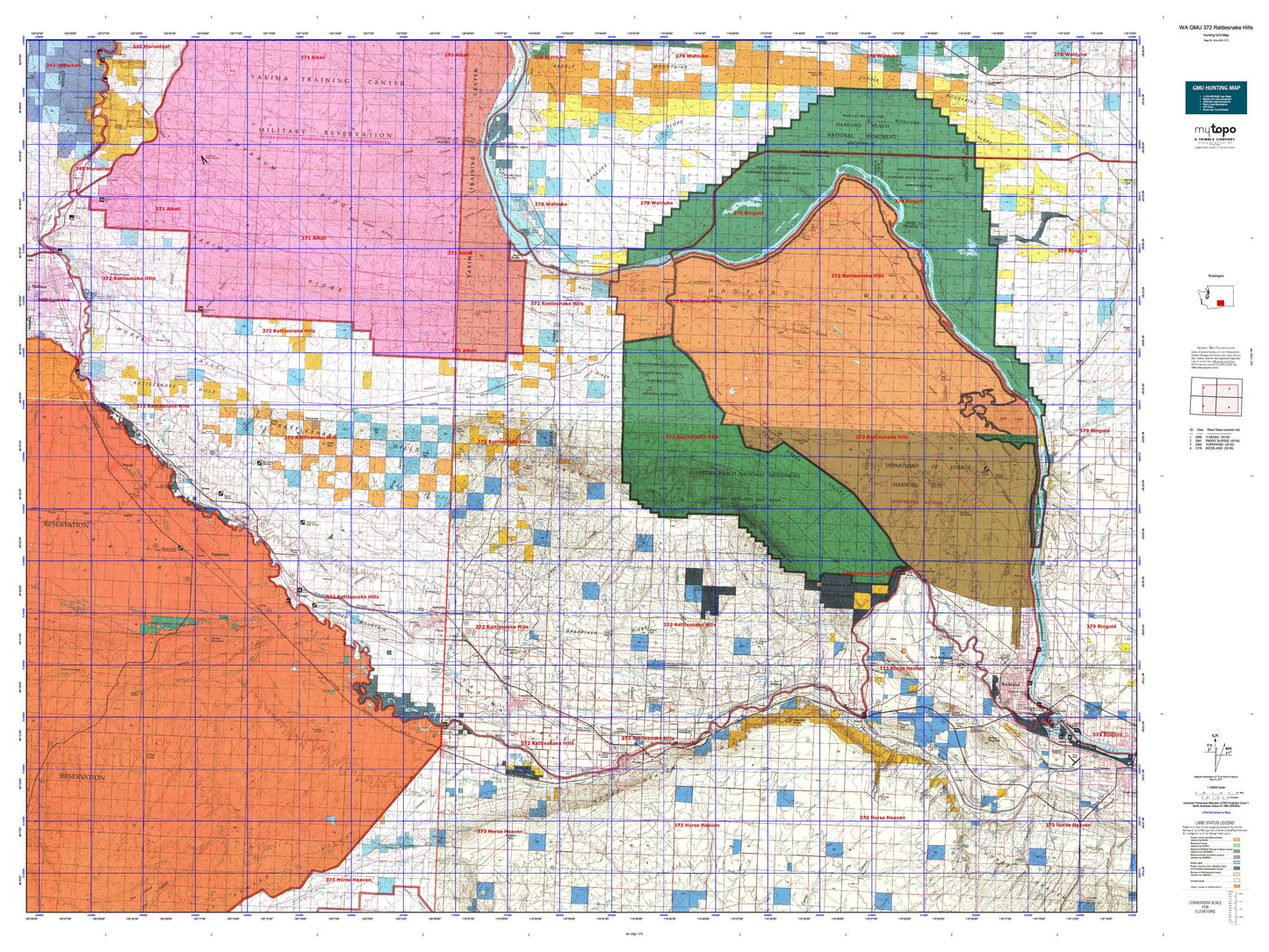 Washington GMU 372 Rattlesnake Hills Map Image