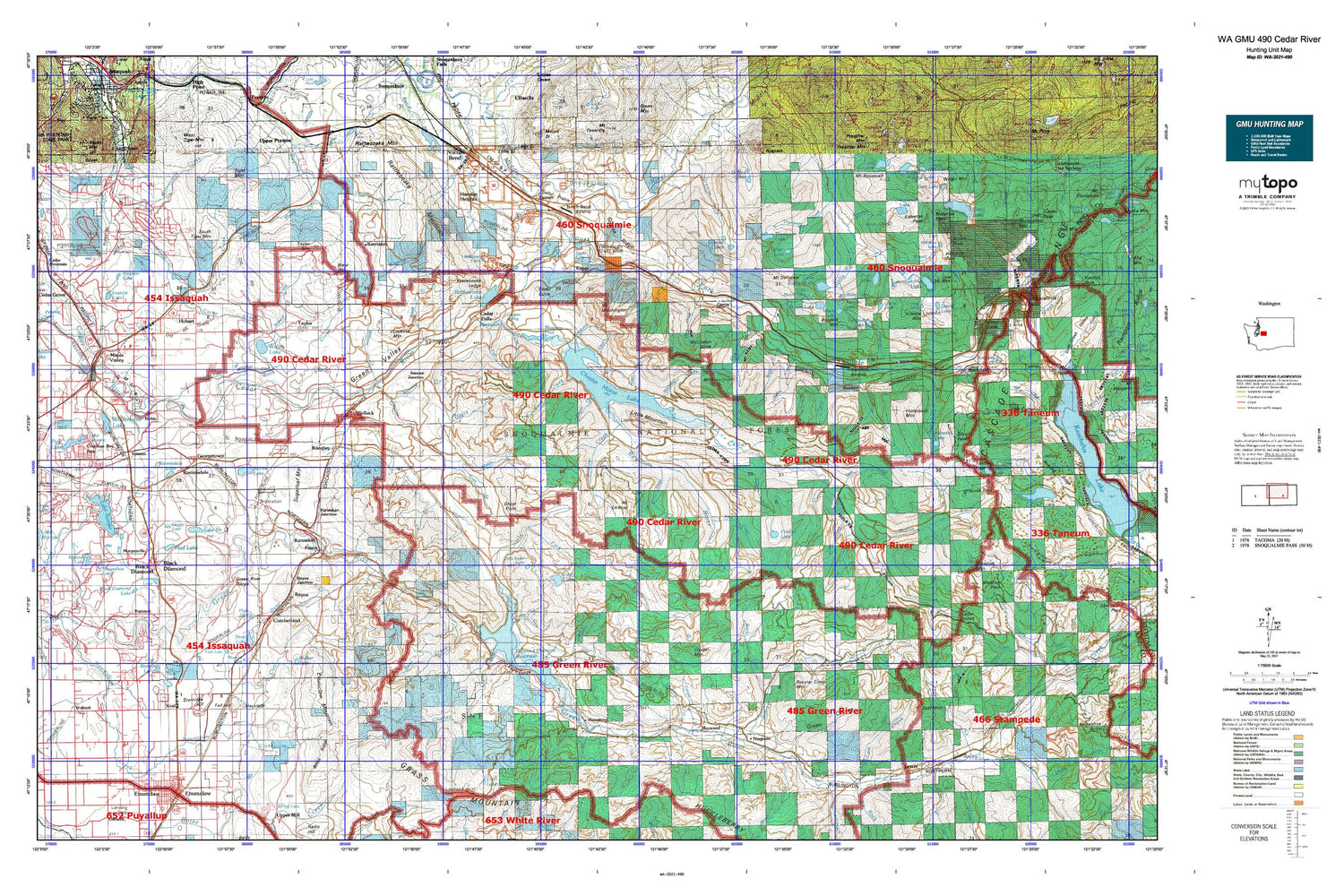 Washington GMU 490 Cedar River Map Image