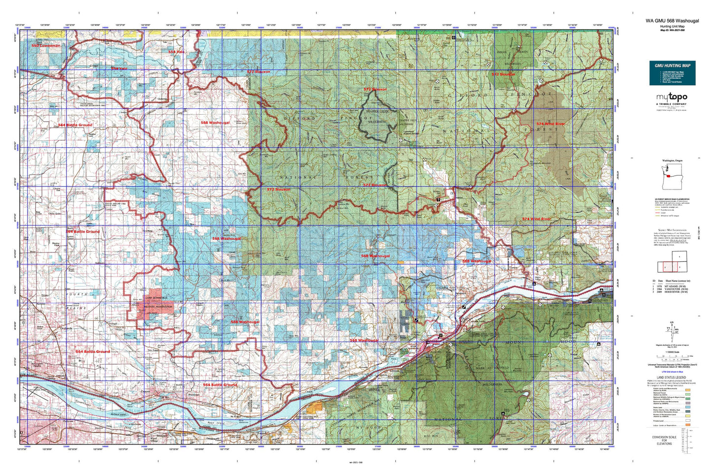 Washington GMU 568 Washougal Map Image