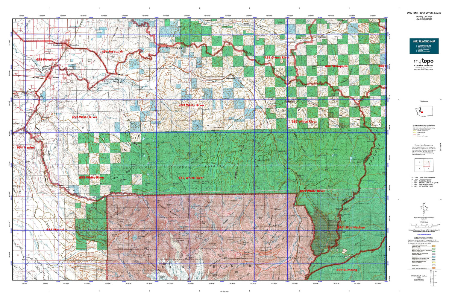 Washington GMU 653 White River Map Image