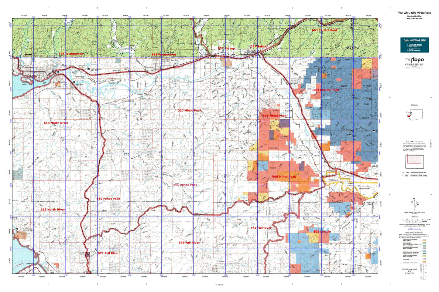 Washington GMU 660 Minot Peak Map Image