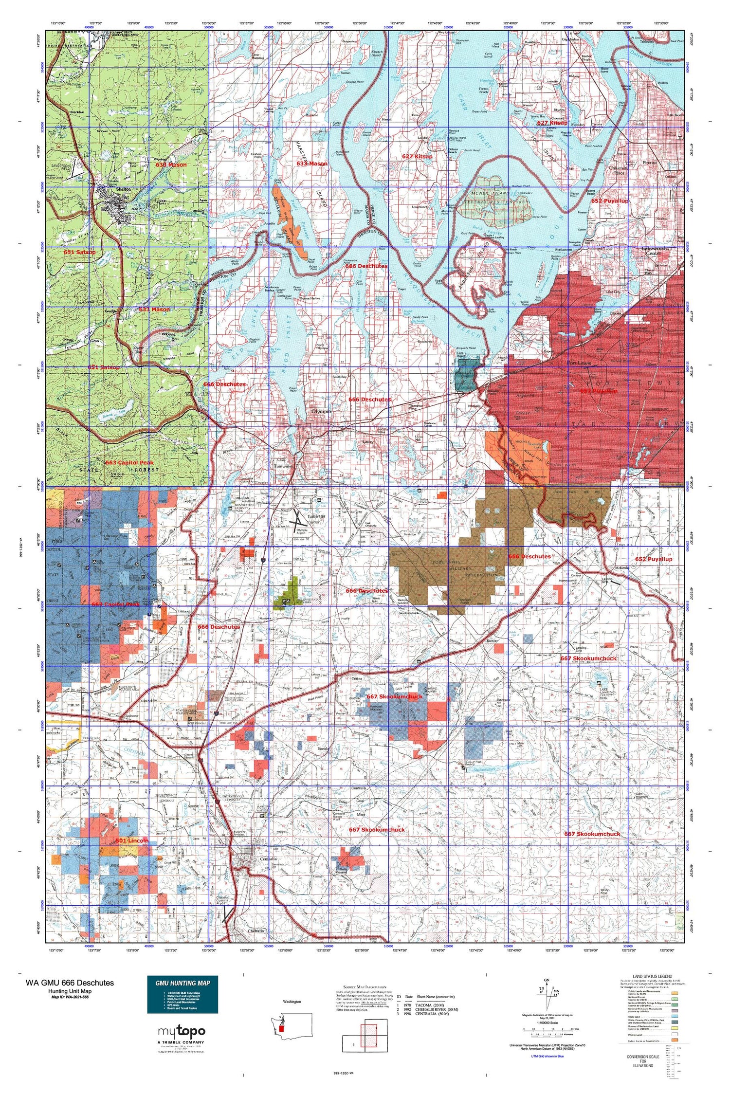Washington GMU 666 Deschutes Map Image