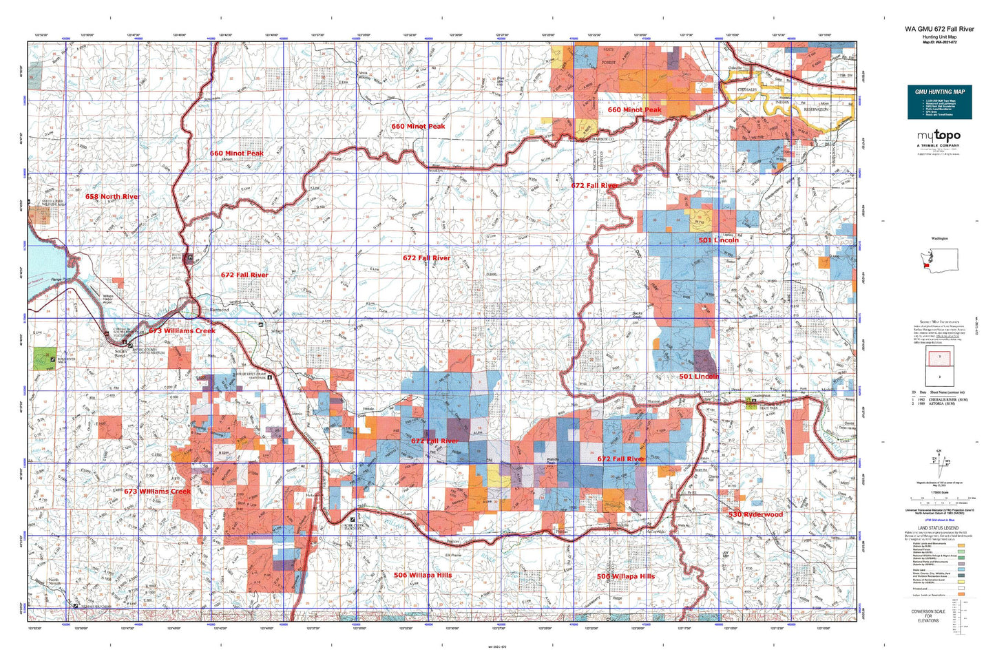 Washington GMU 672 Fall River Map Image