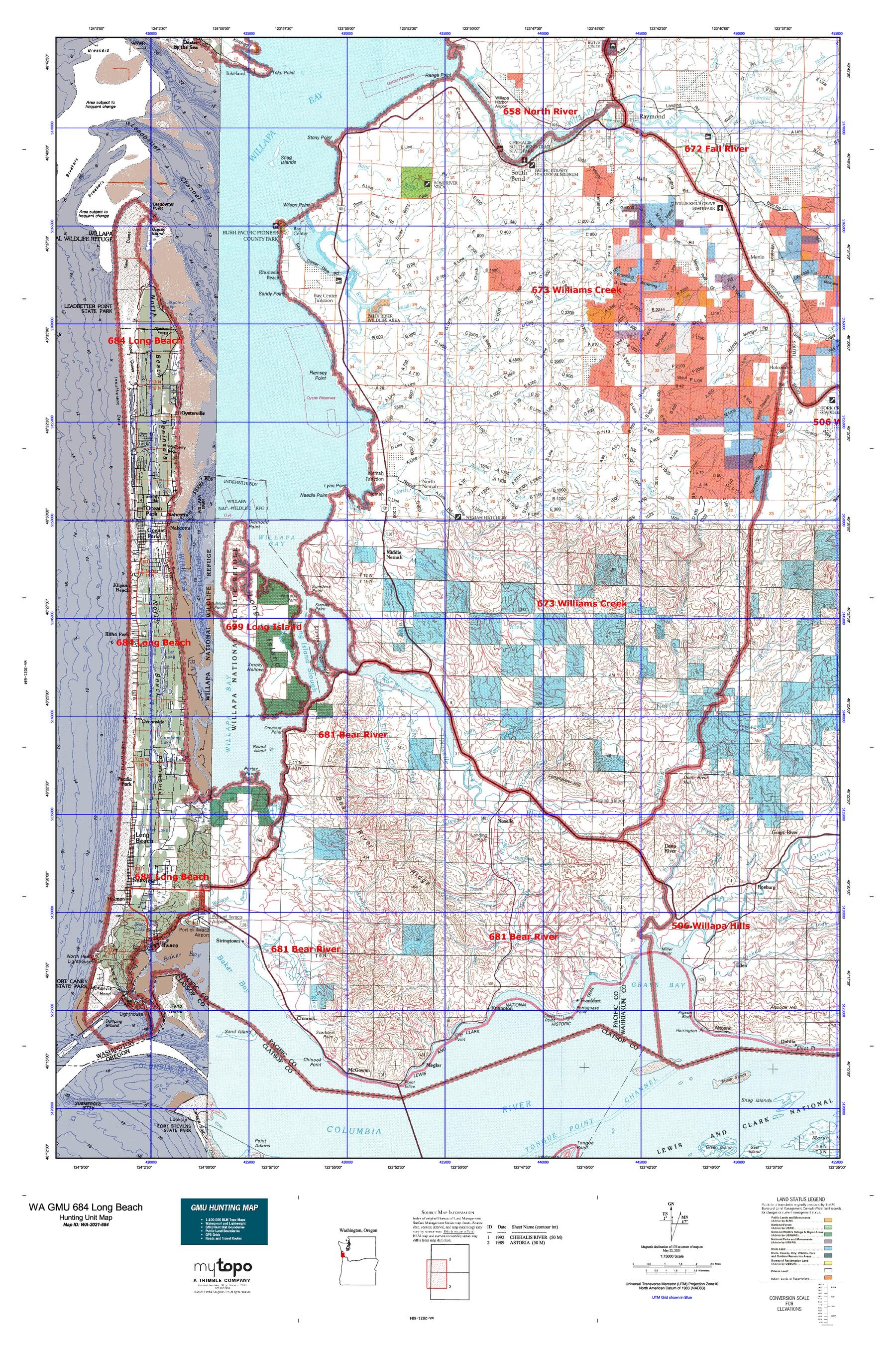 Washington GMU 684 Long Beach Map – MyTopo Map Store
