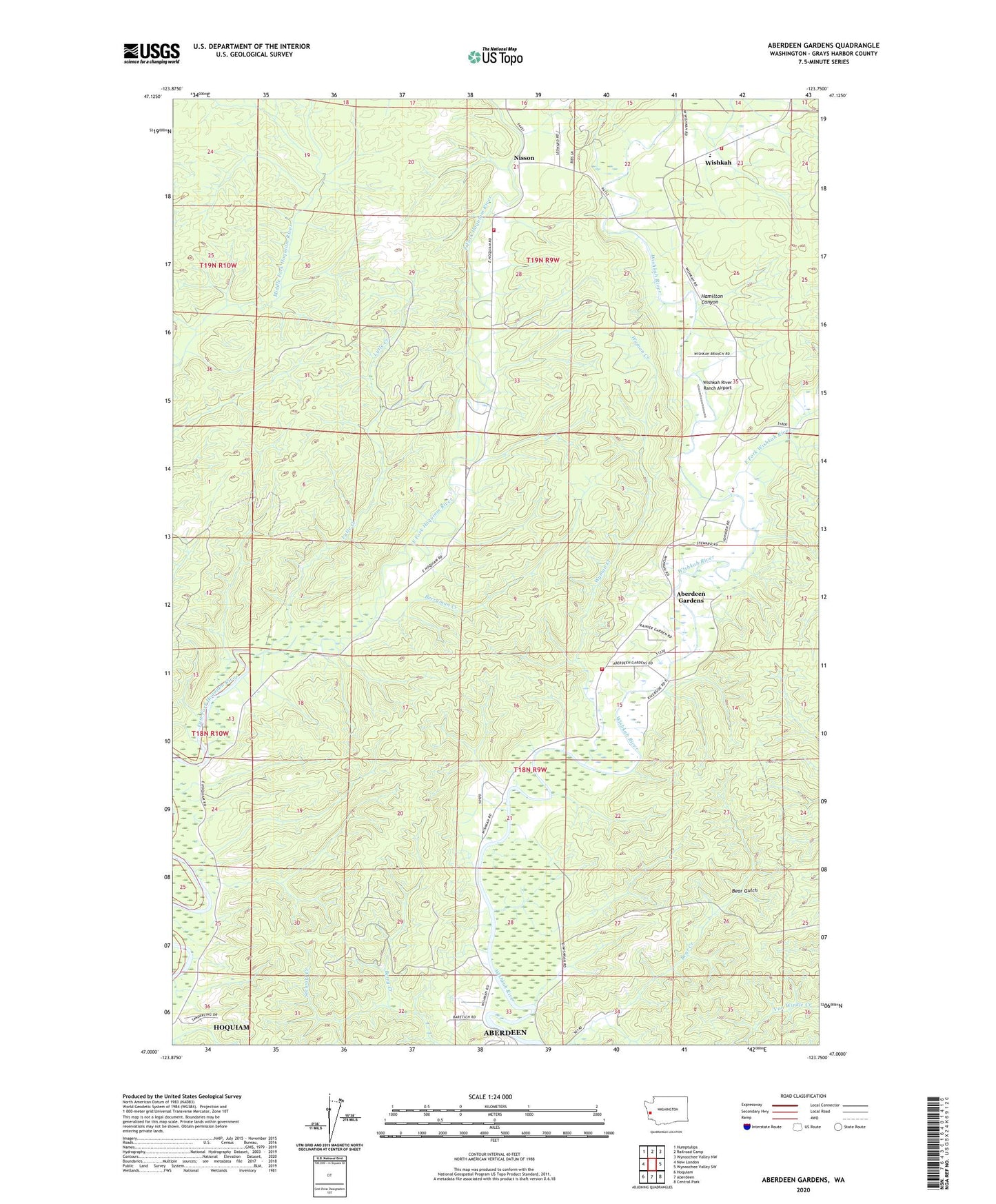 Aberdeen Gardens Washington US Topo Map Image