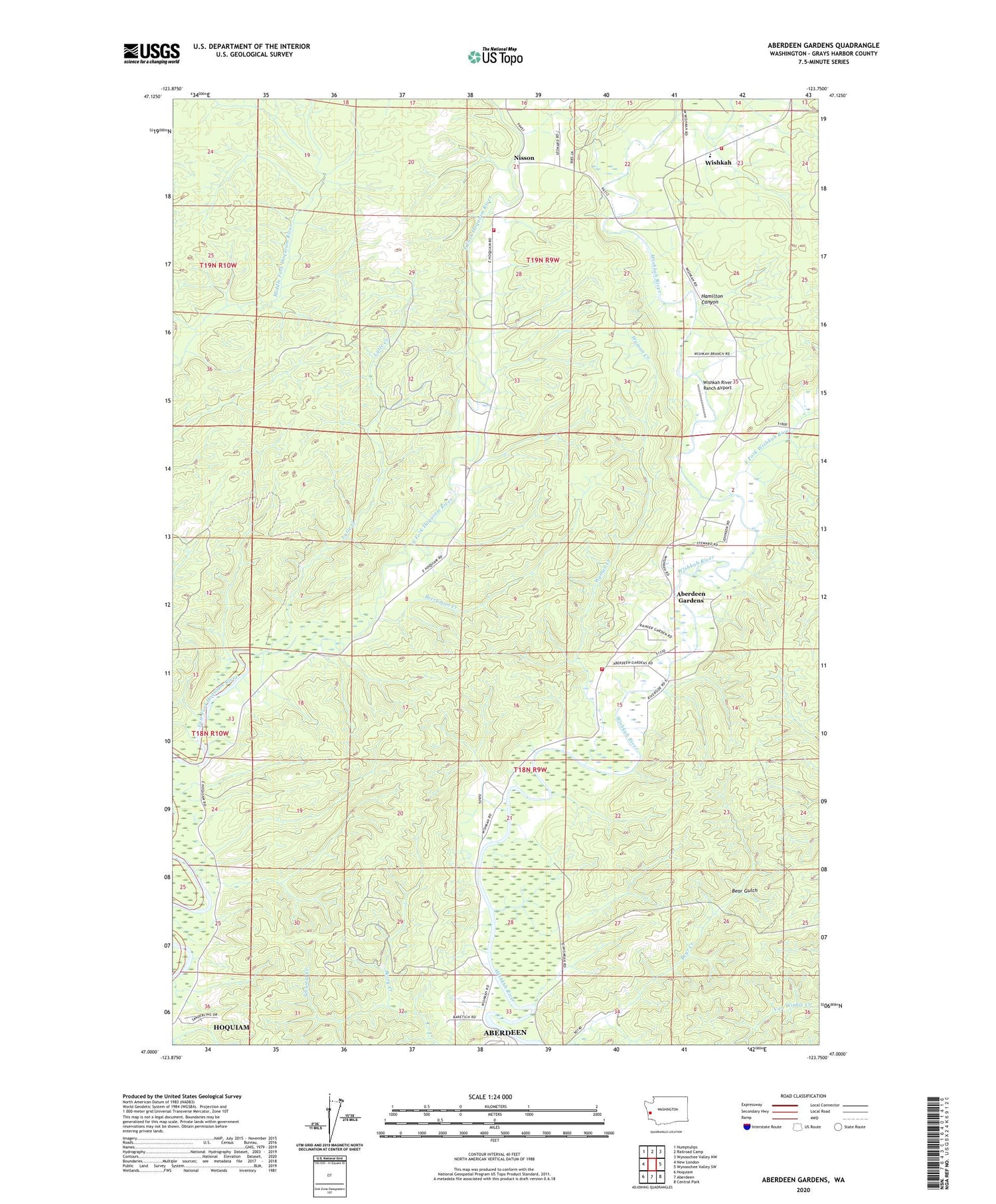 Aberdeen Gardens Washington US Topo Map Image