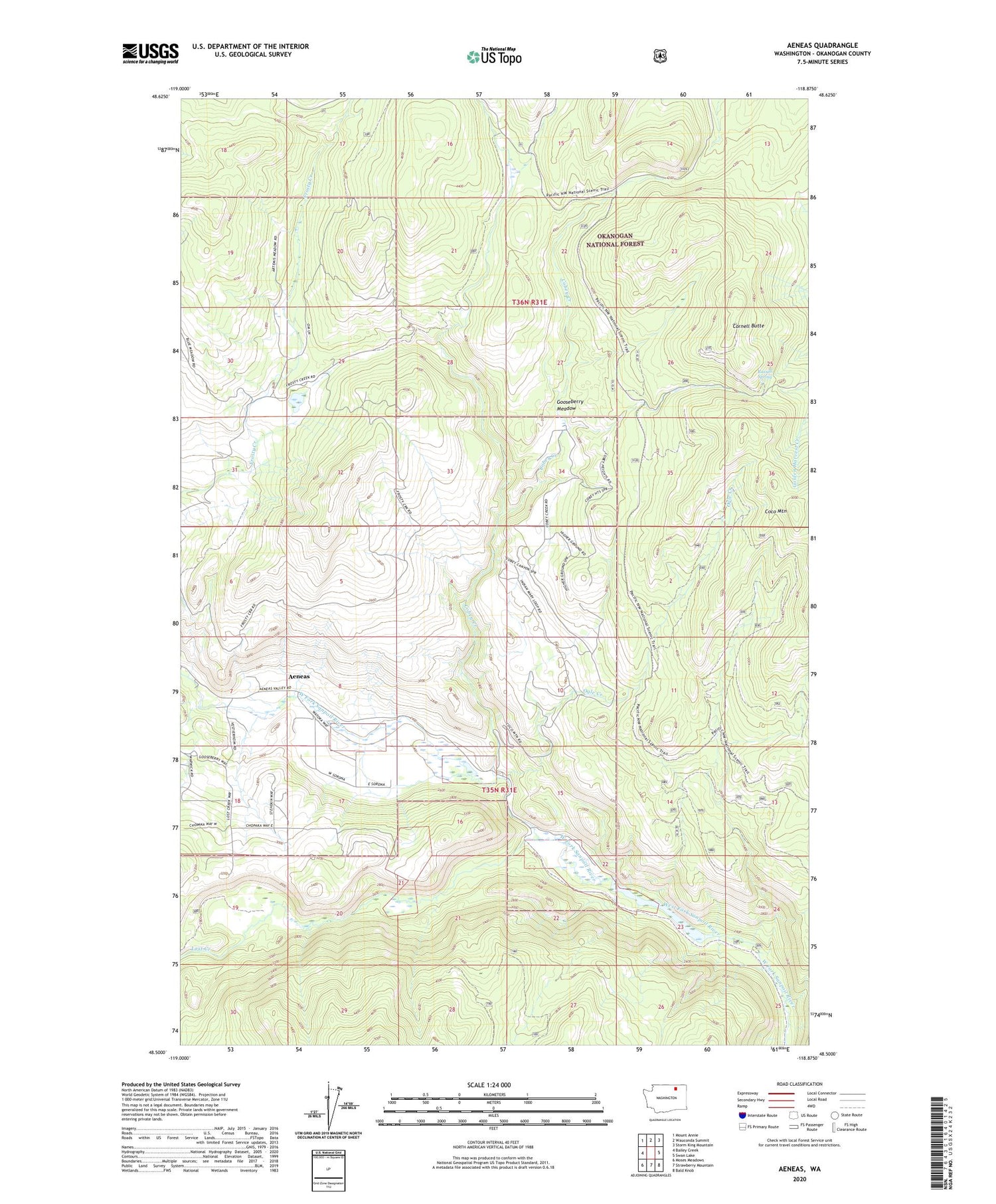 Aeneas Washington US Topo Map Image