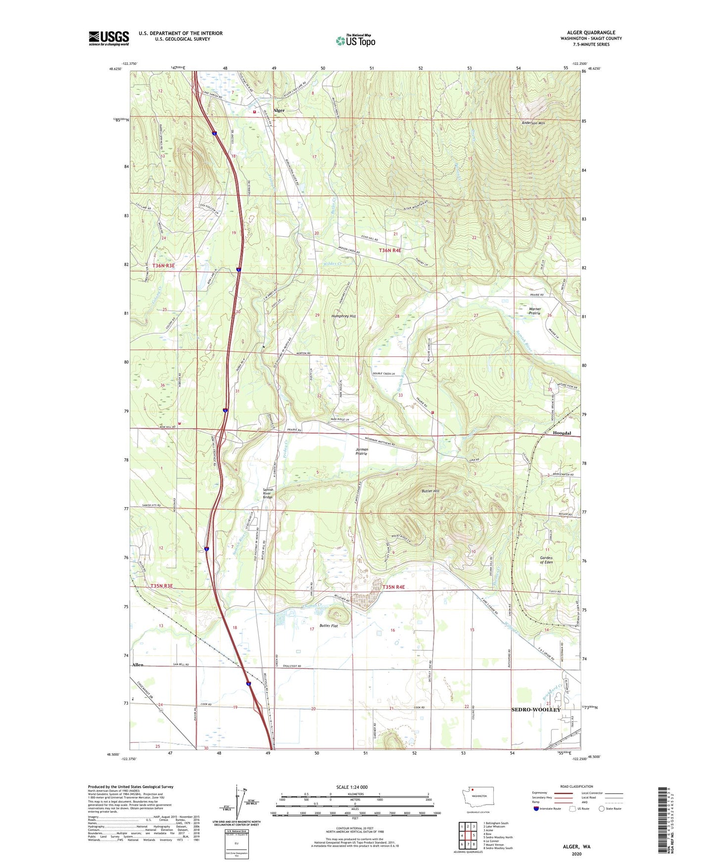 Alger Washington US Topo Map Image