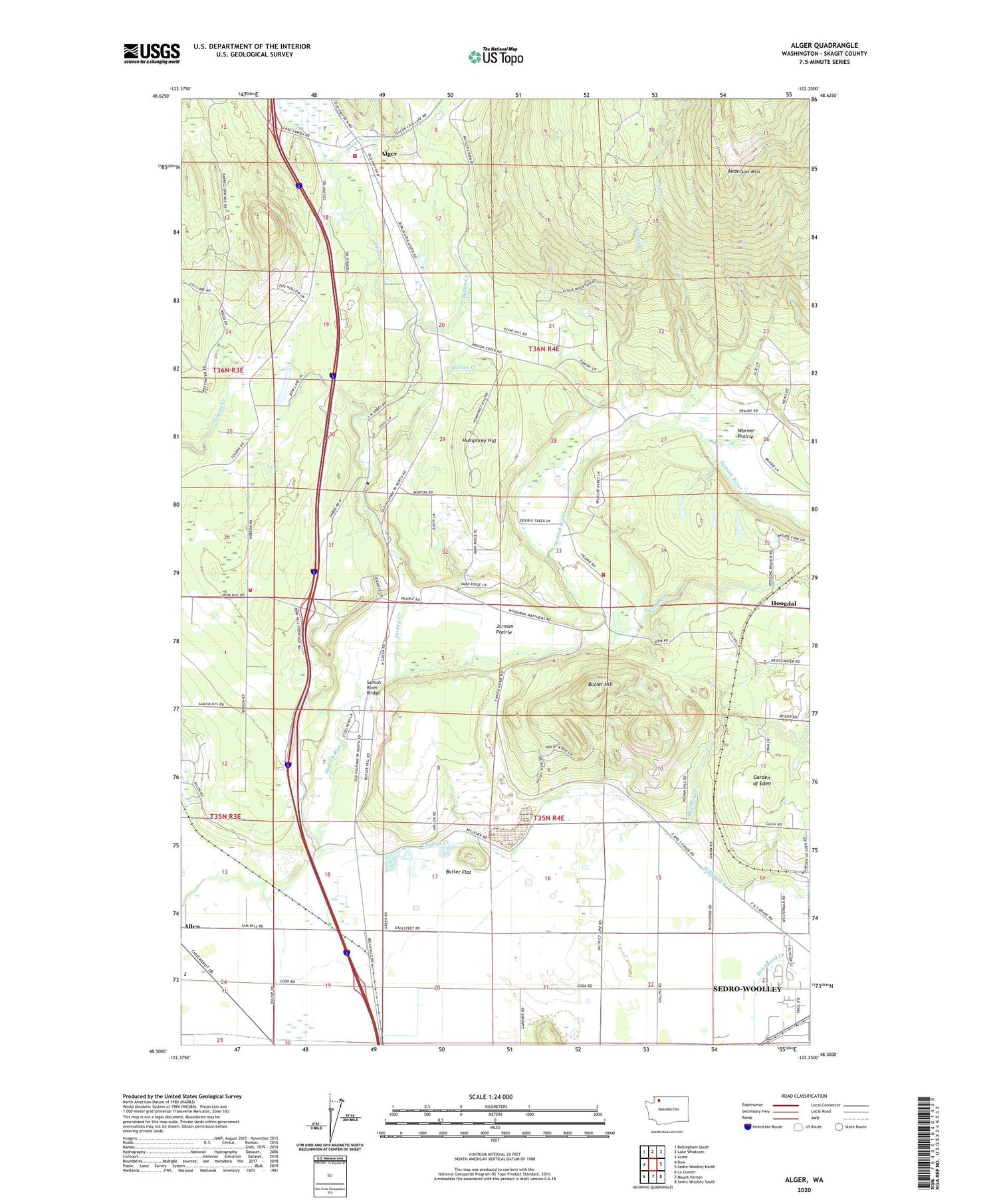 Alger Washington US Topo Map Image