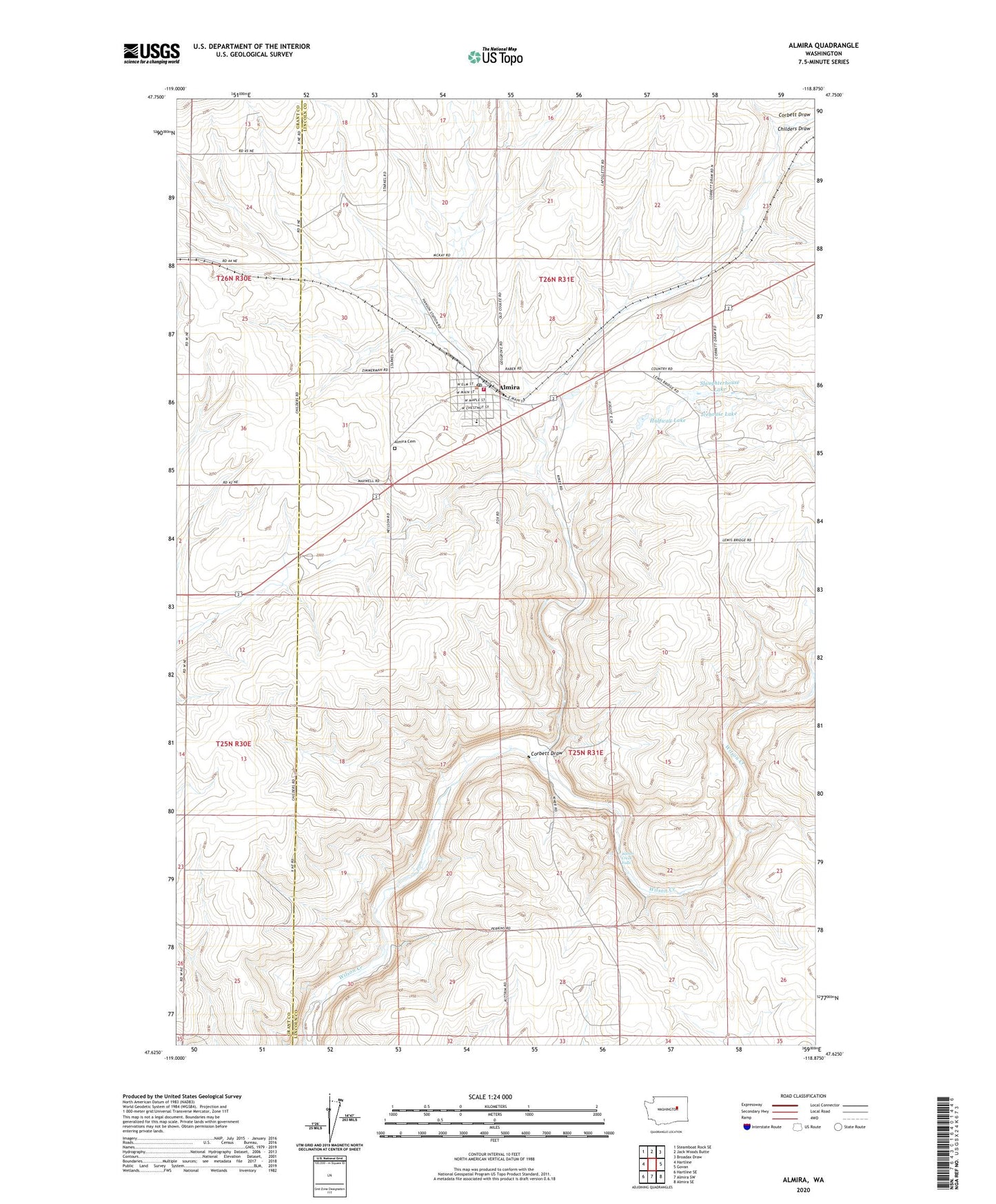 Almira Washington US Topo Map Image