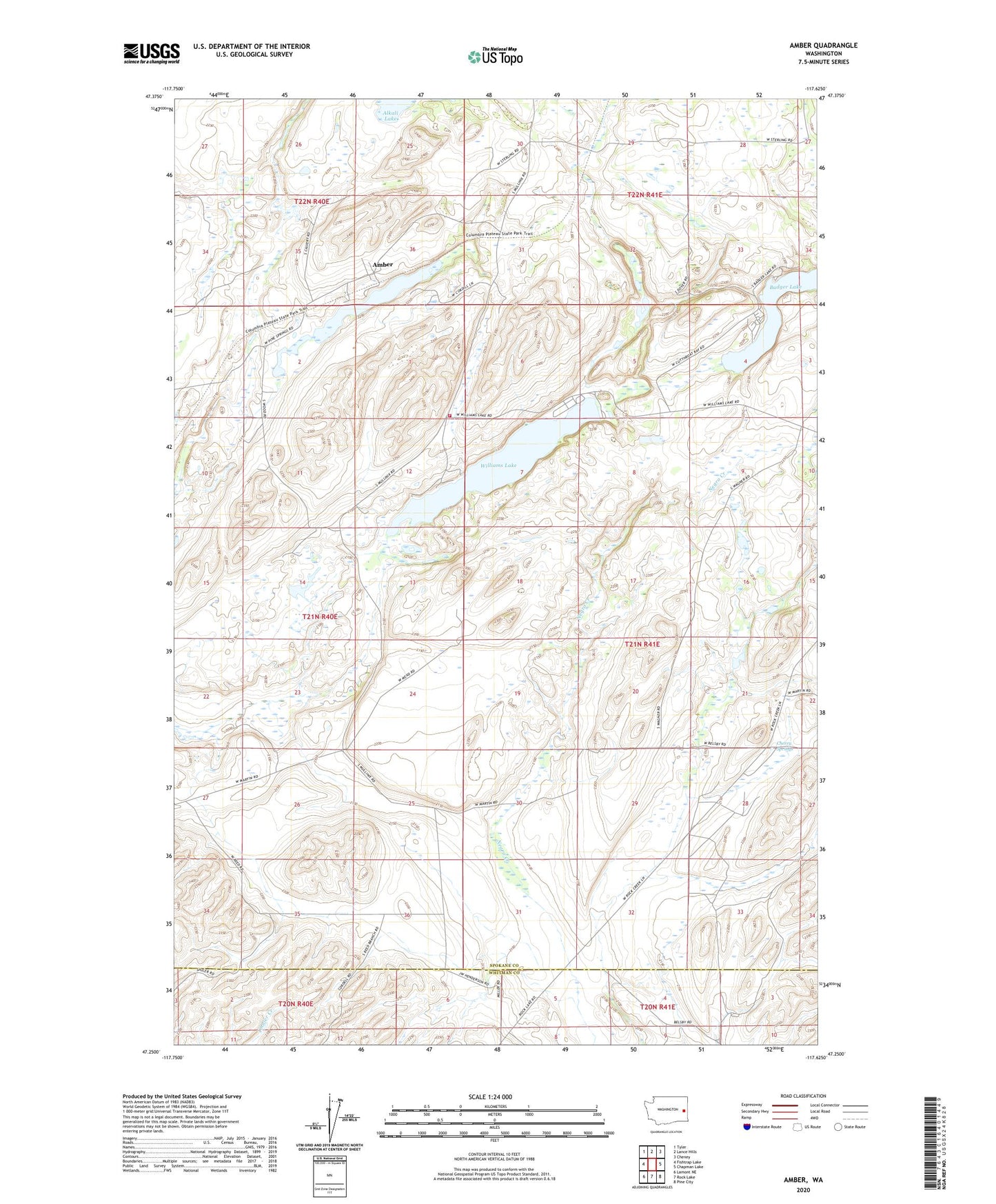 Amber Washington US Topo Map Image