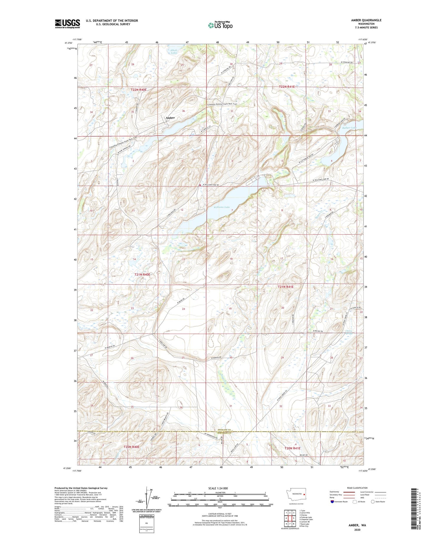 Amber Washington US Topo Map Image