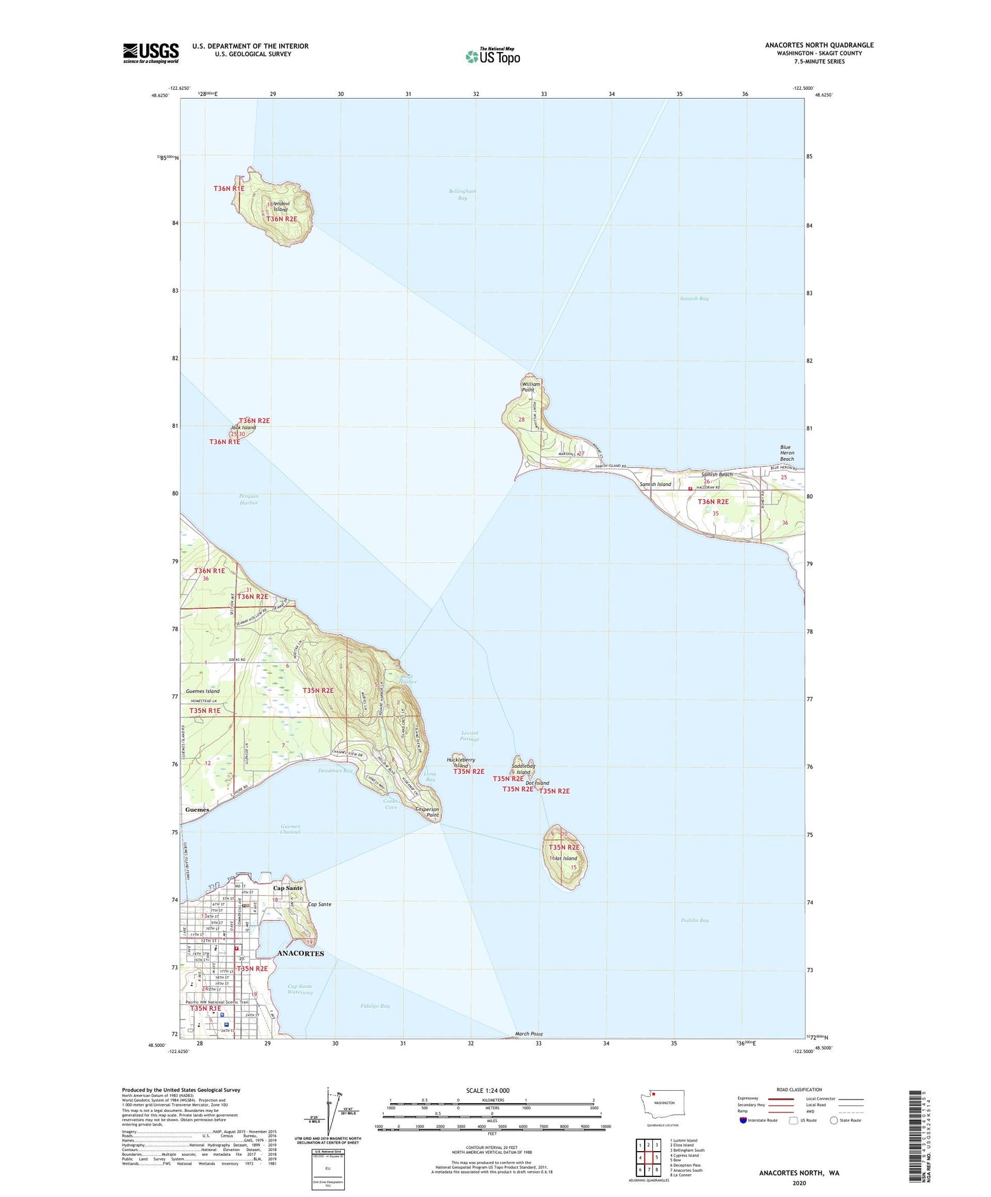 Anacortes North Washington US Topo Map Image