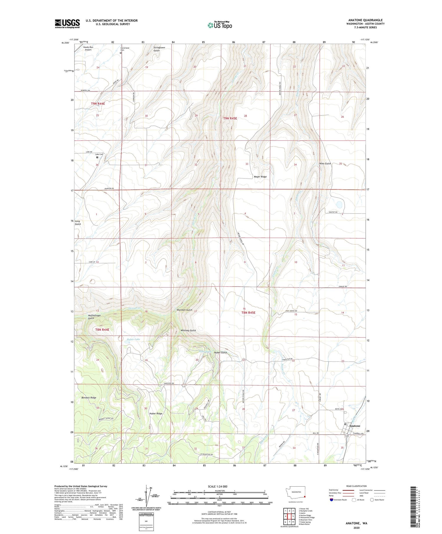 Anatone Washington US Topo Map Image
