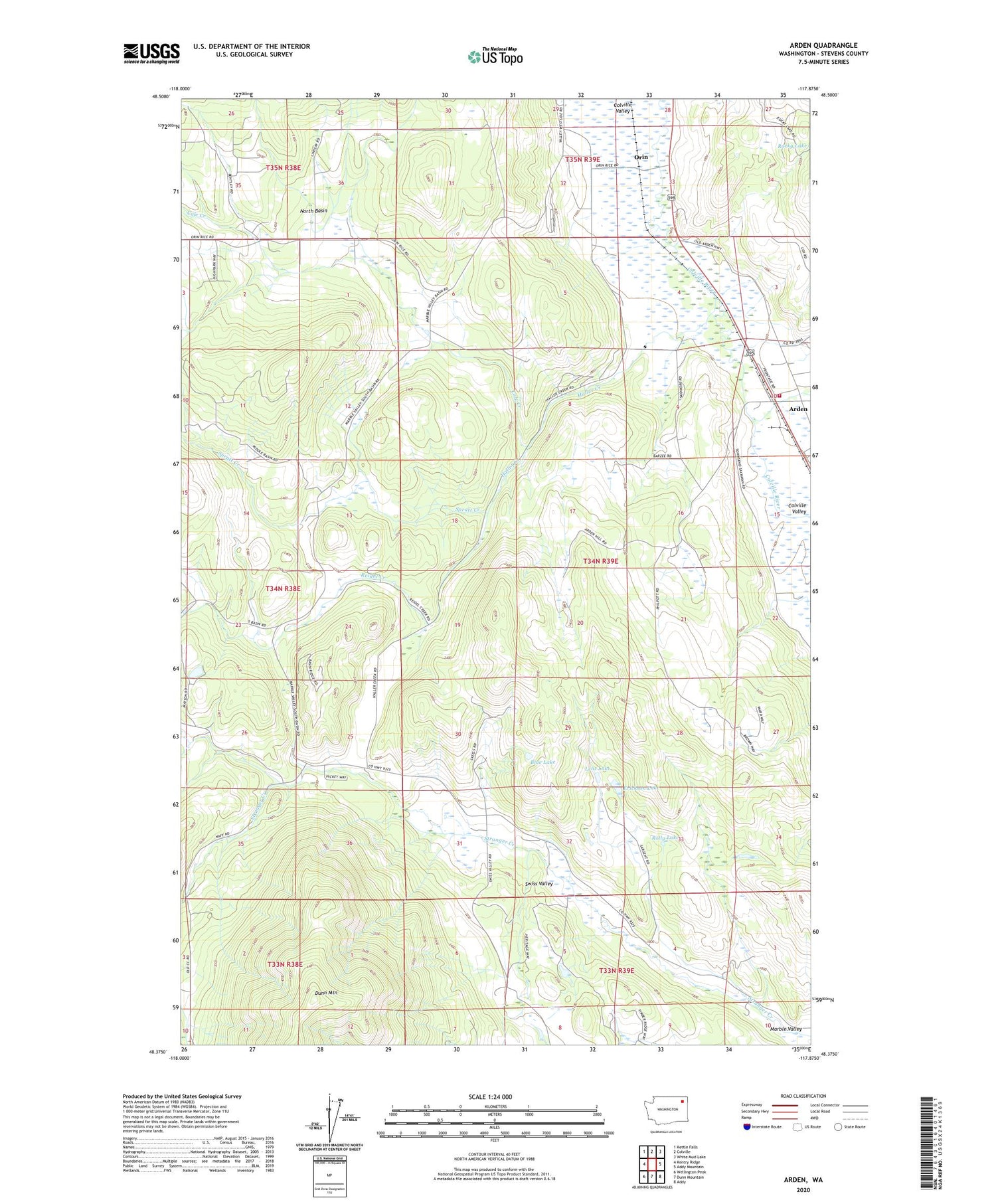 Arden Washington US Topo Map Image