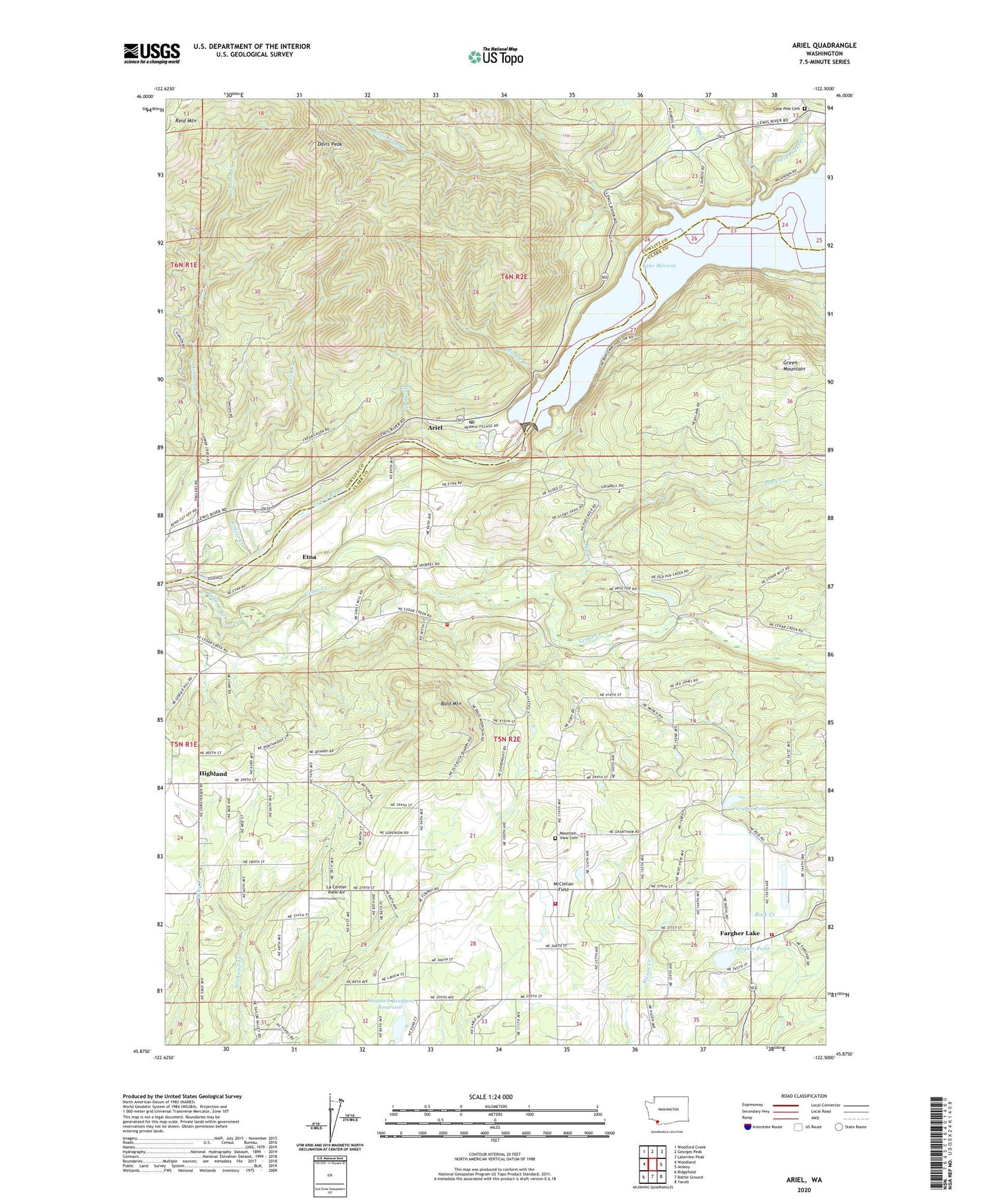Ariel Washington US Topo Map Image
