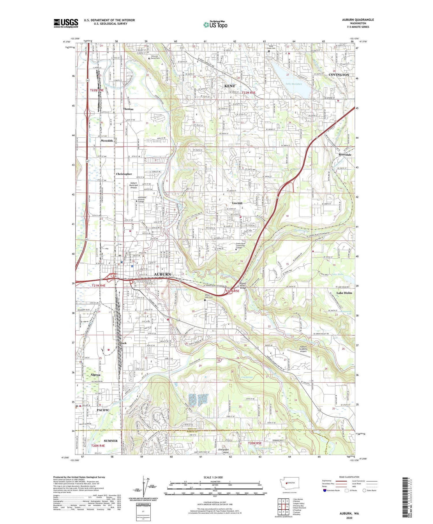 Auburn Washington US Topo Map Image