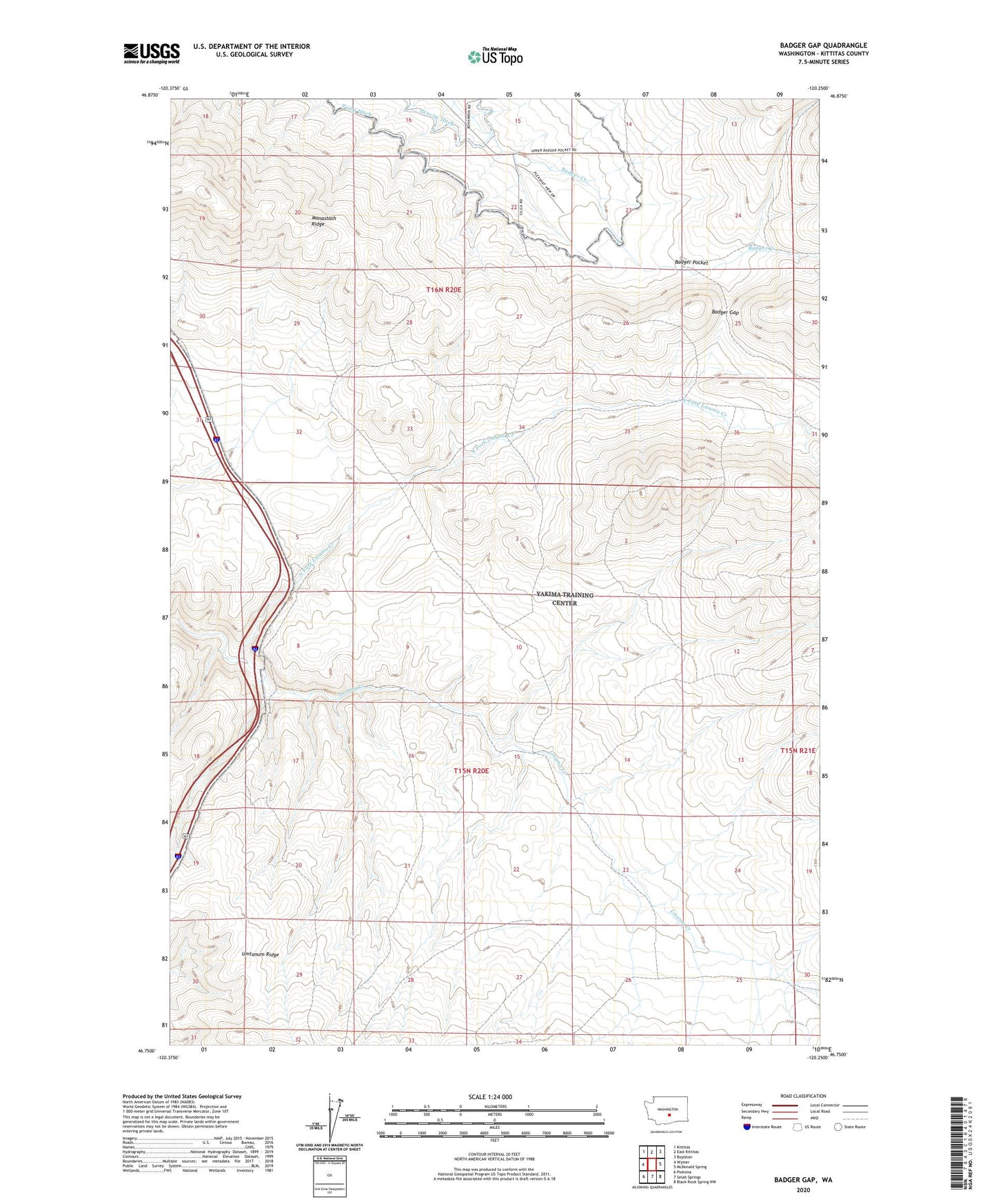 Badger Gap Washington US Topo Map Image