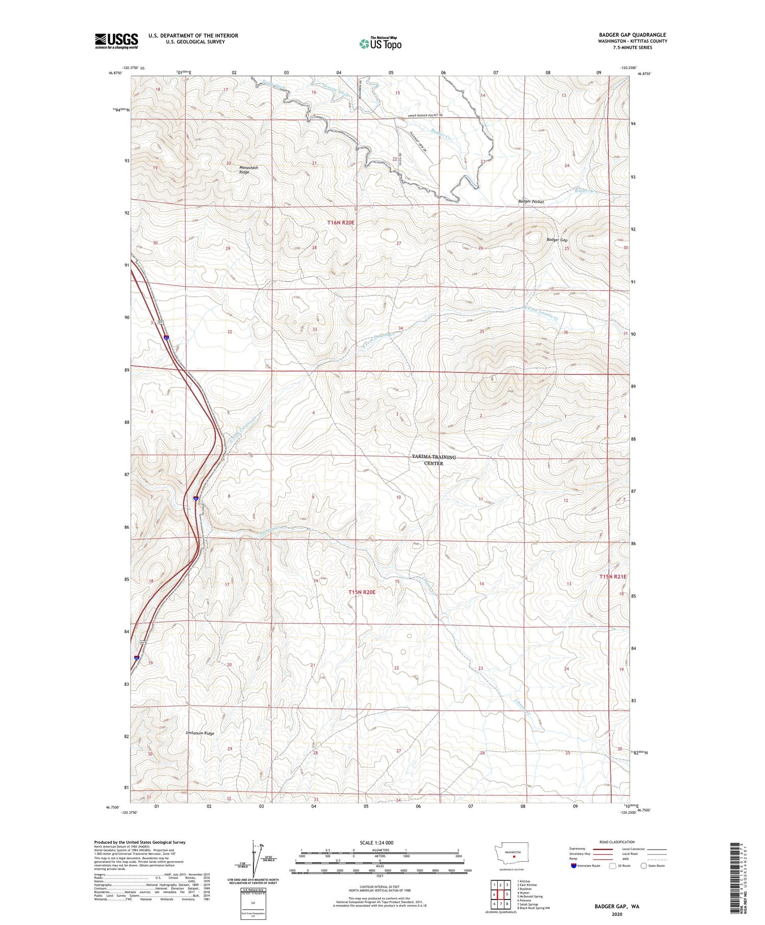 Badger Gap Washington US Topo Map Image