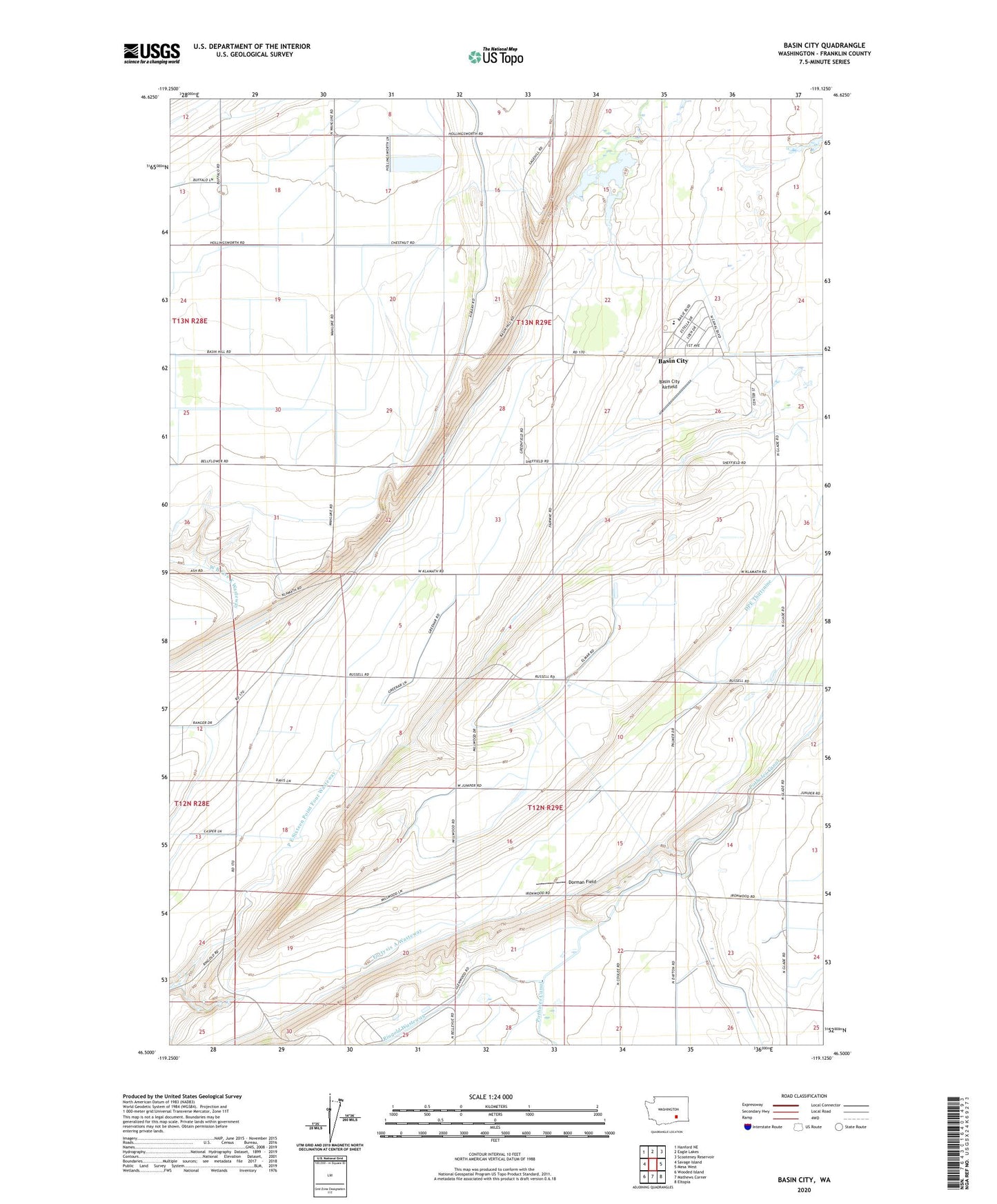 Basin City Washington US Topo Map Image