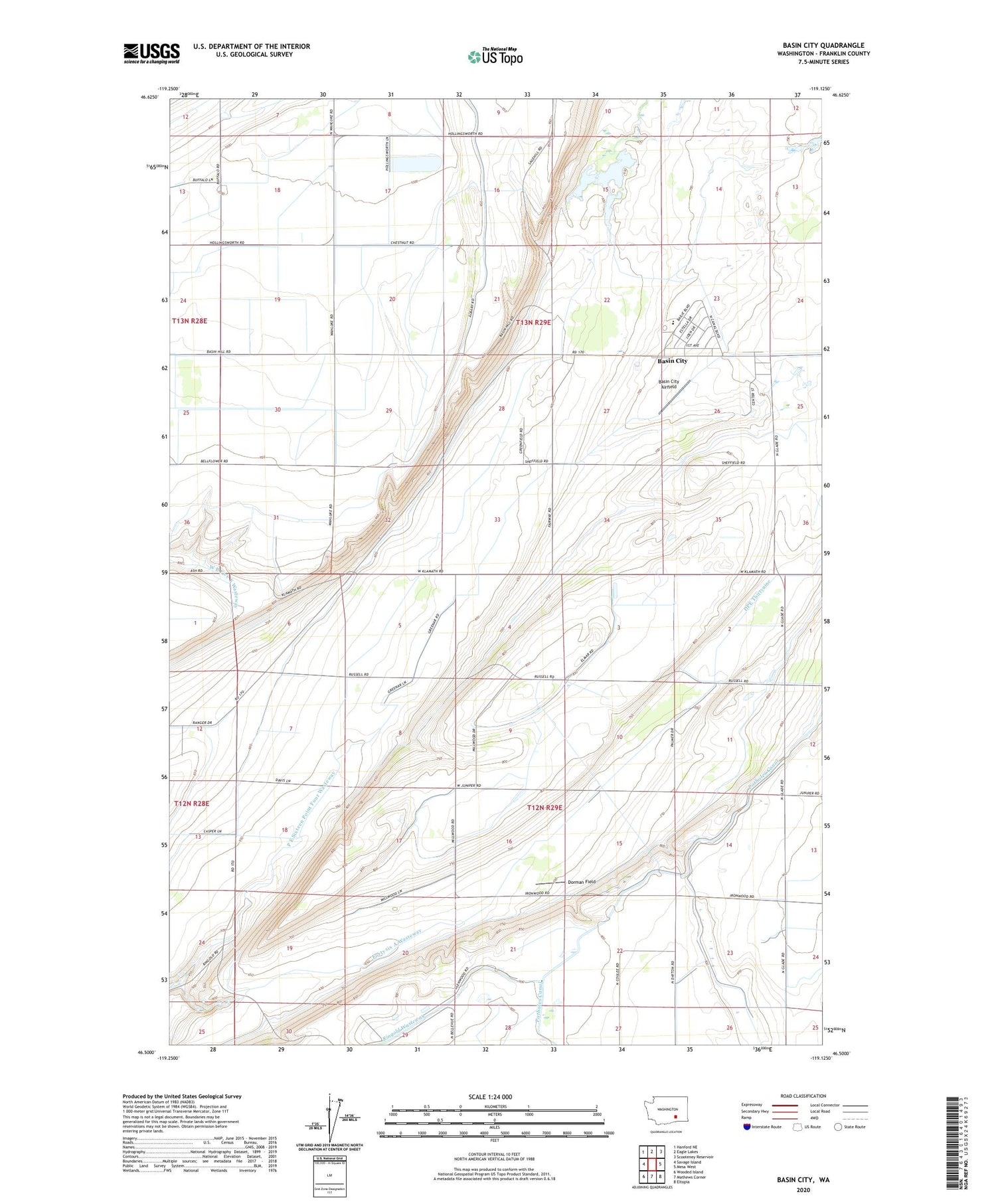 Basin City Washington US Topo Map Image