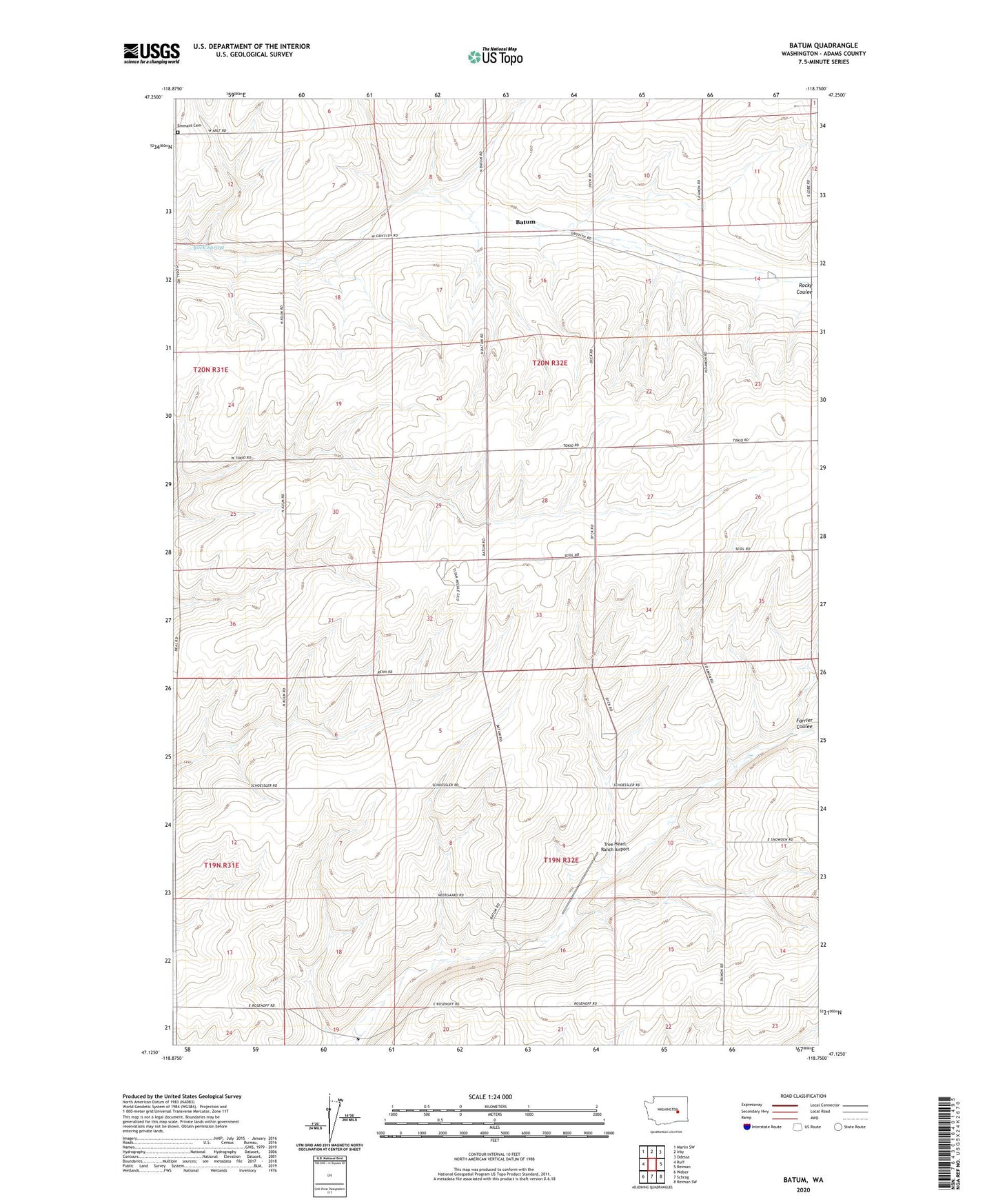 Batum Washington US Topo Map Image