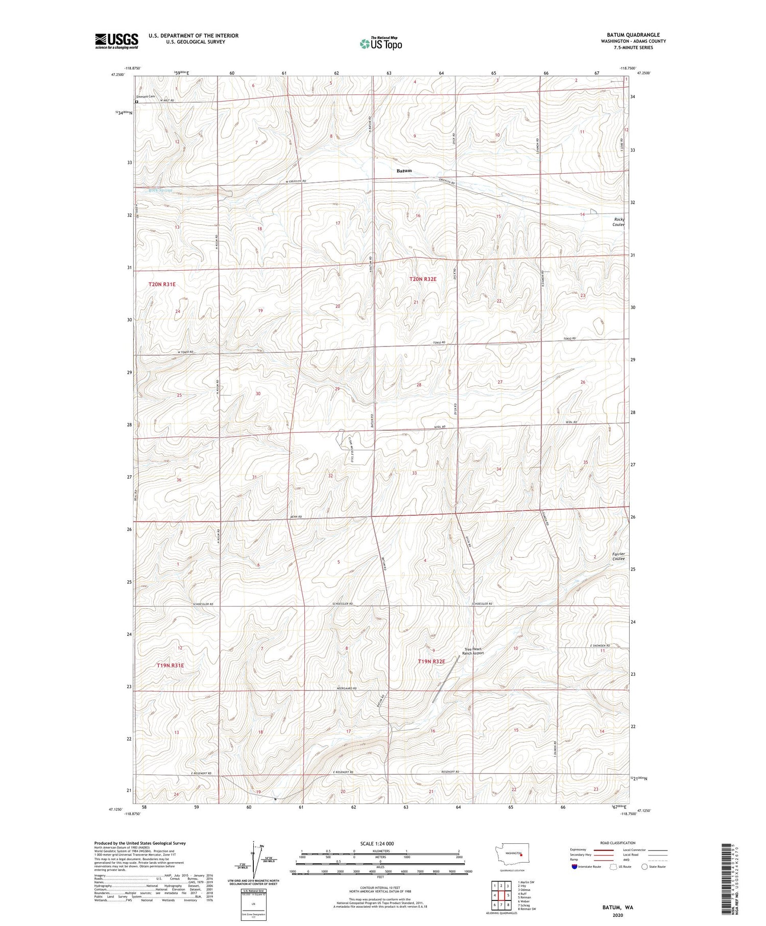 Batum Washington US Topo Map Image