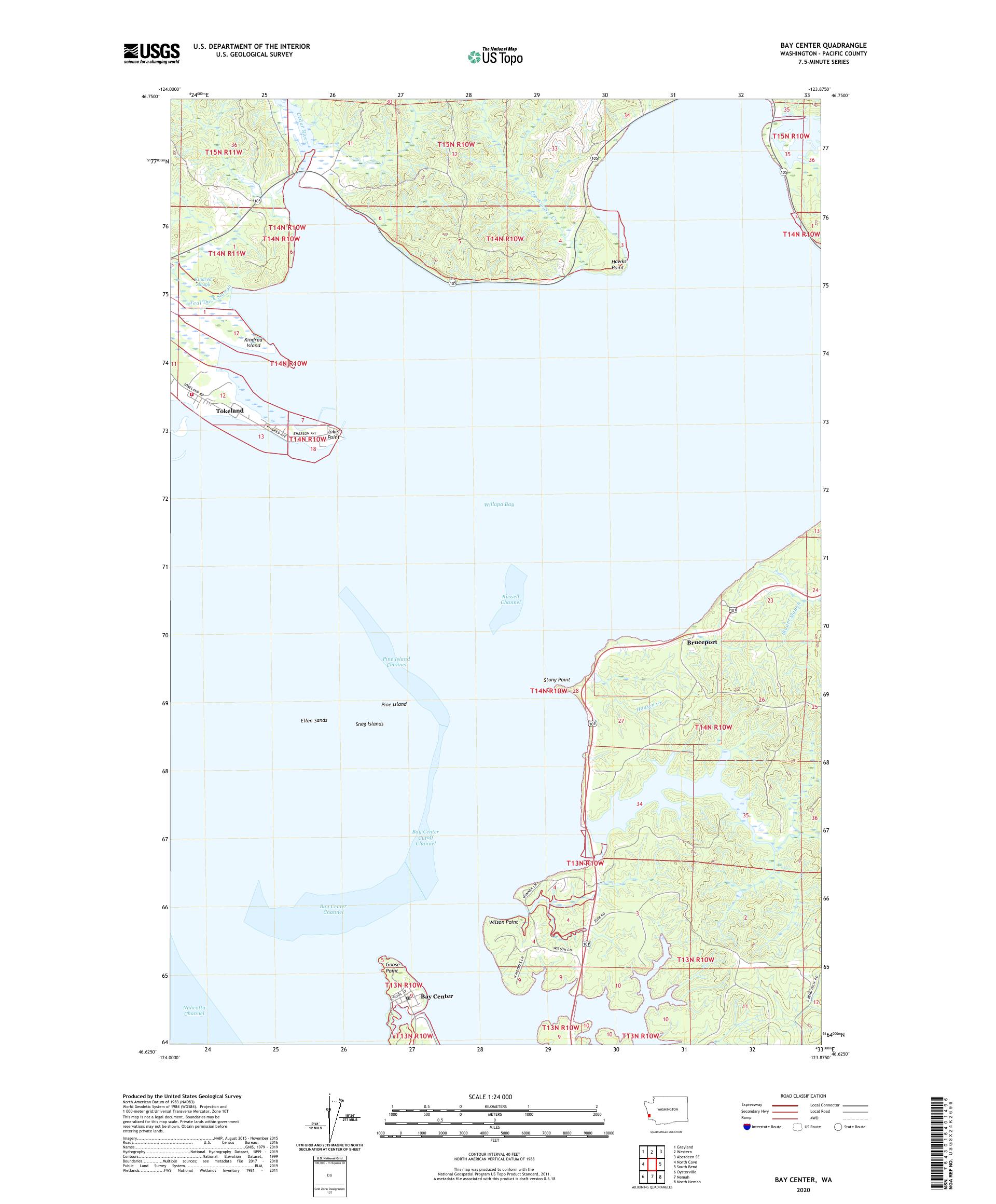 Bay Center Washington US Topo Map – MyTopo Map Store