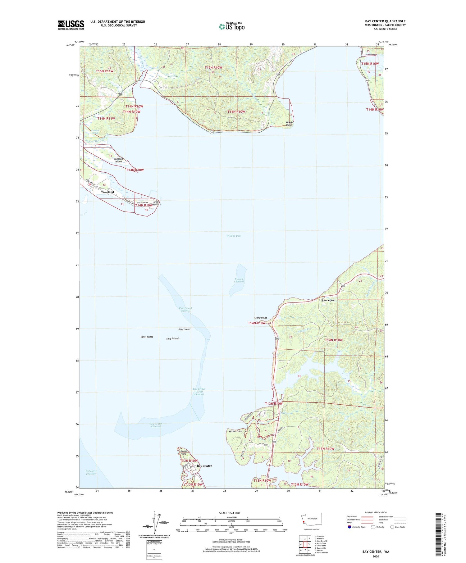 Bay Center Washington US Topo Map Image