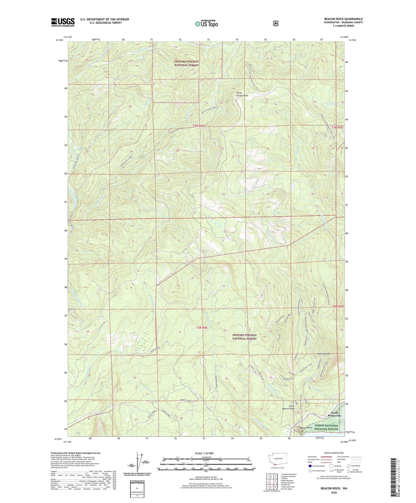 Beacon Rock Washington US Topo Map Image