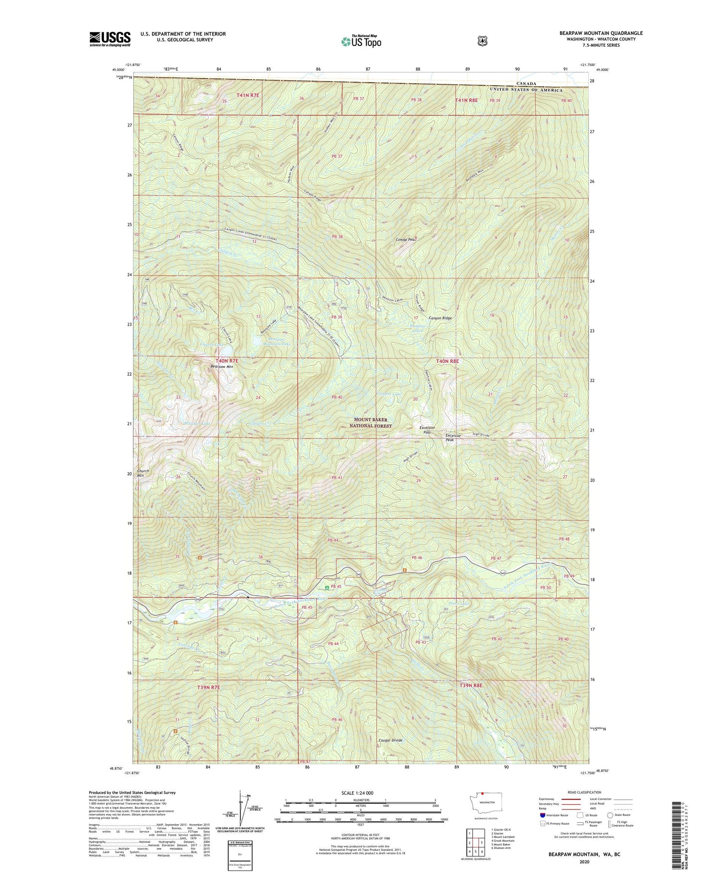 Bearpaw Mountain Washington US Topo Map Image