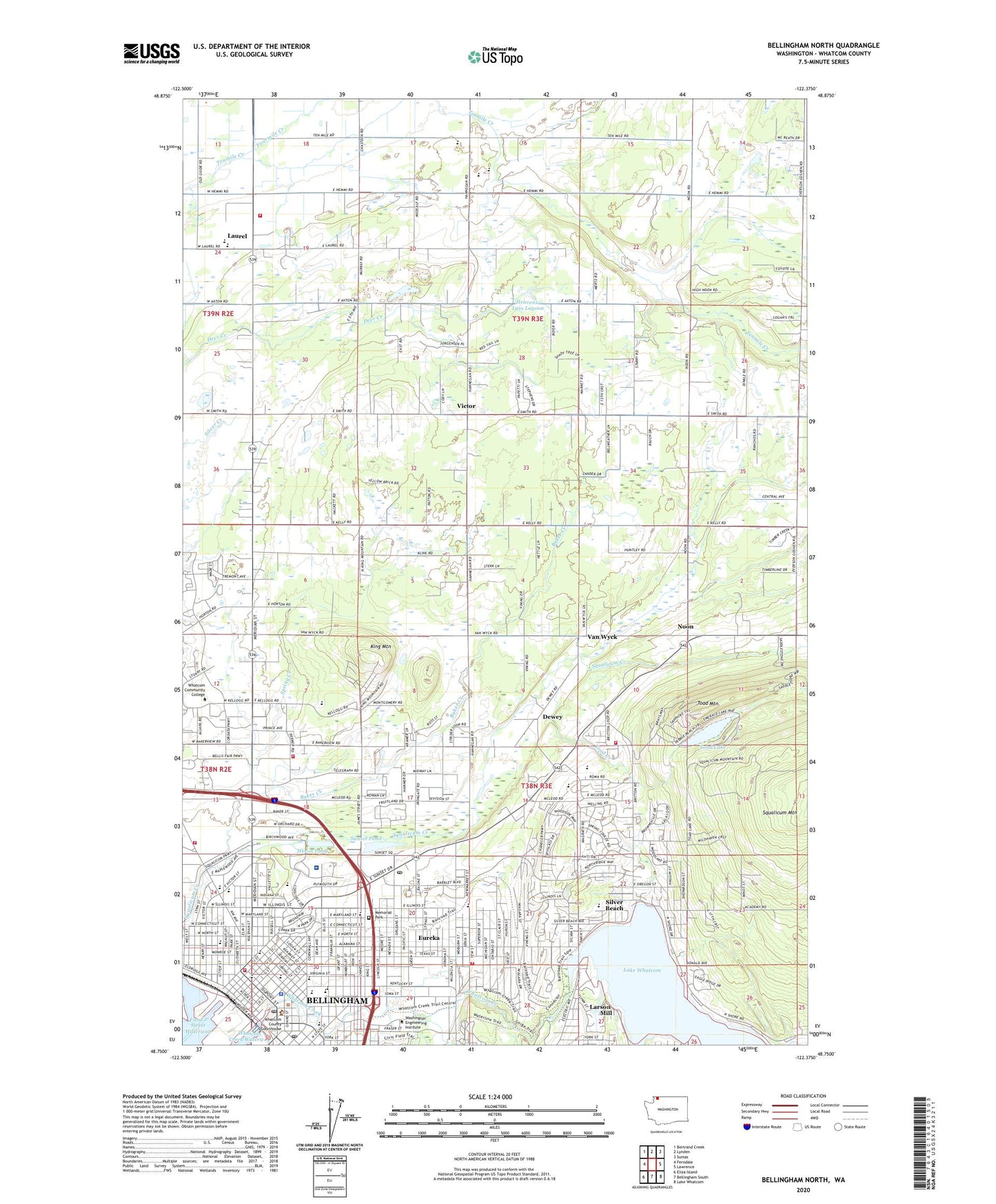 Bellingham North Washington US Topo Map Image