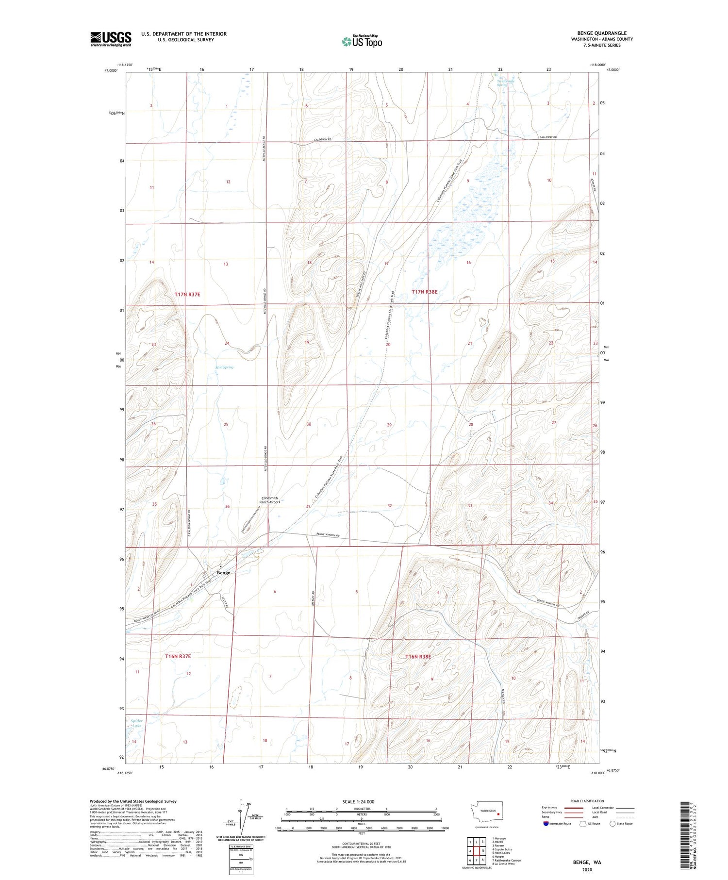 Benge Washington US Topo Map Image