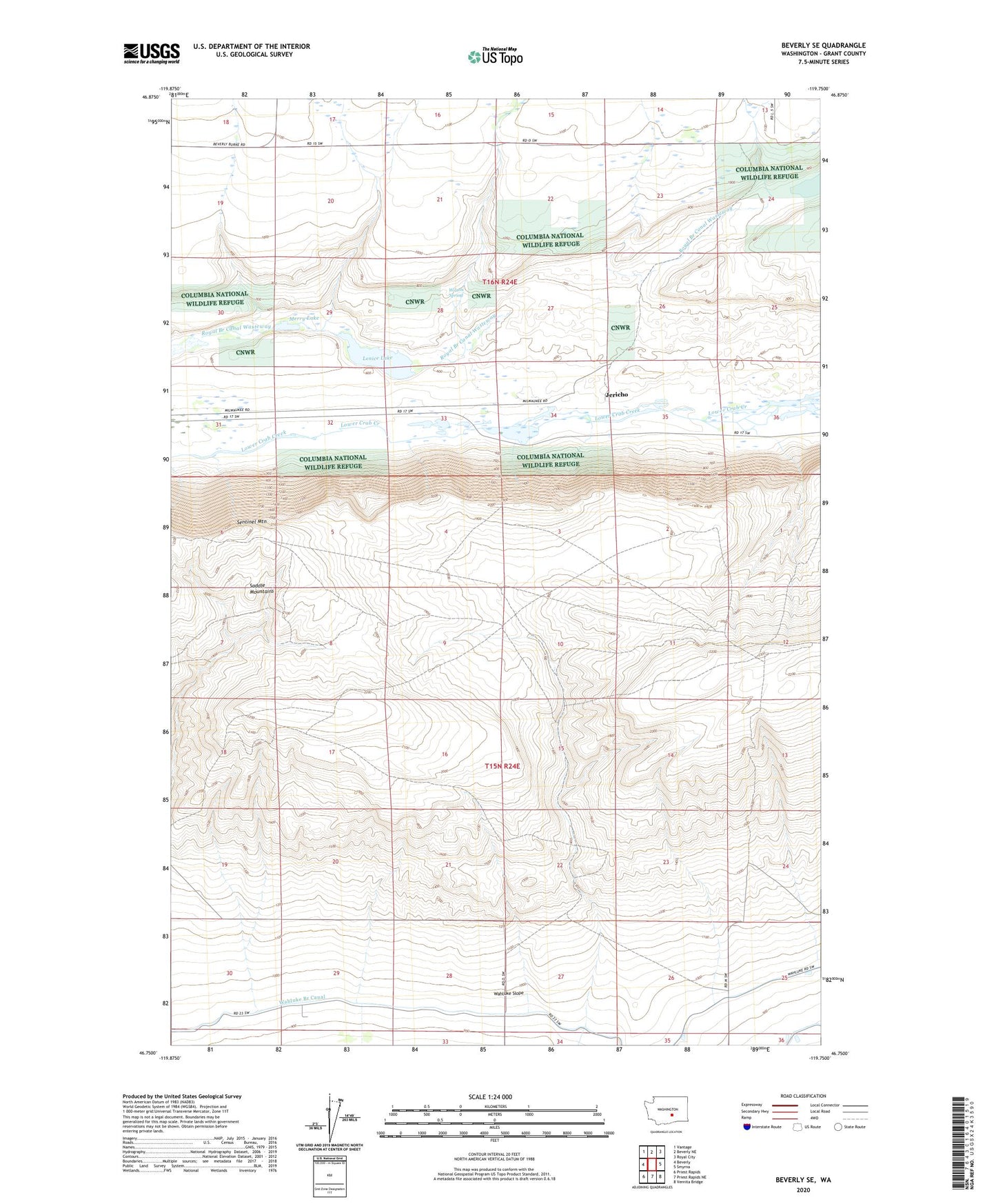 Beverly SE Washington US Topo Map Image