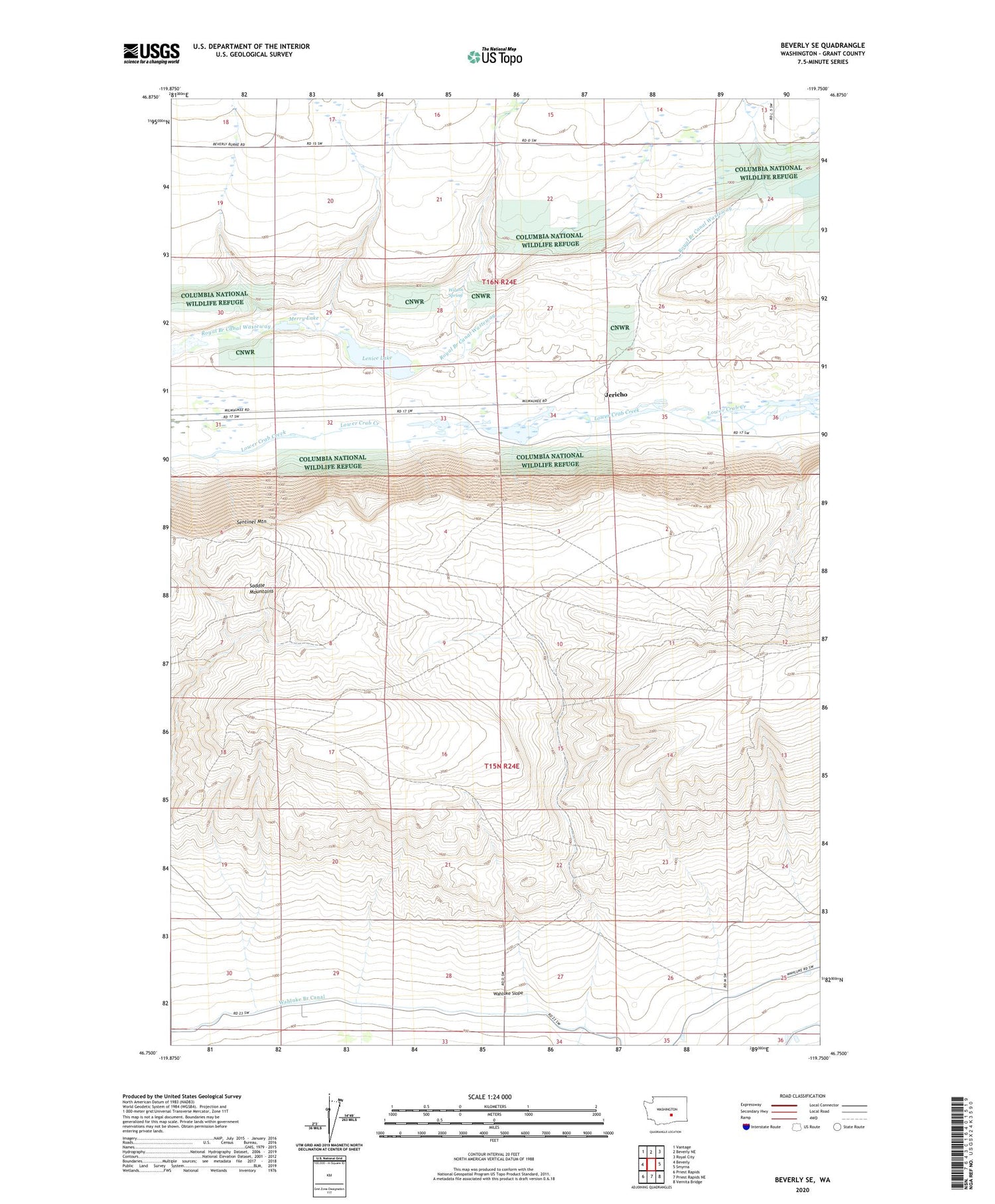 Beverly SE Washington US Topo Map Image