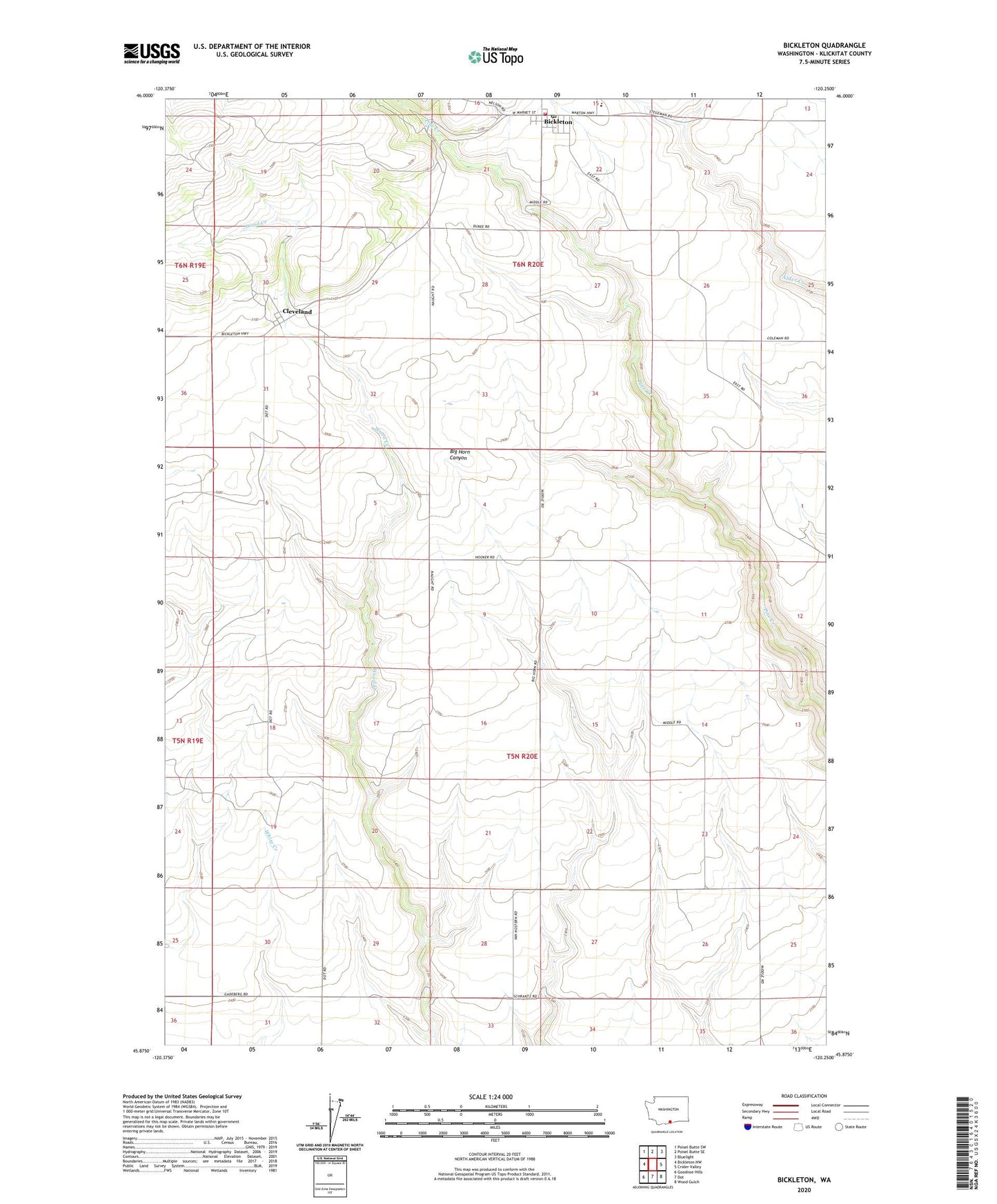 Bickleton Washington US Topo Map Image