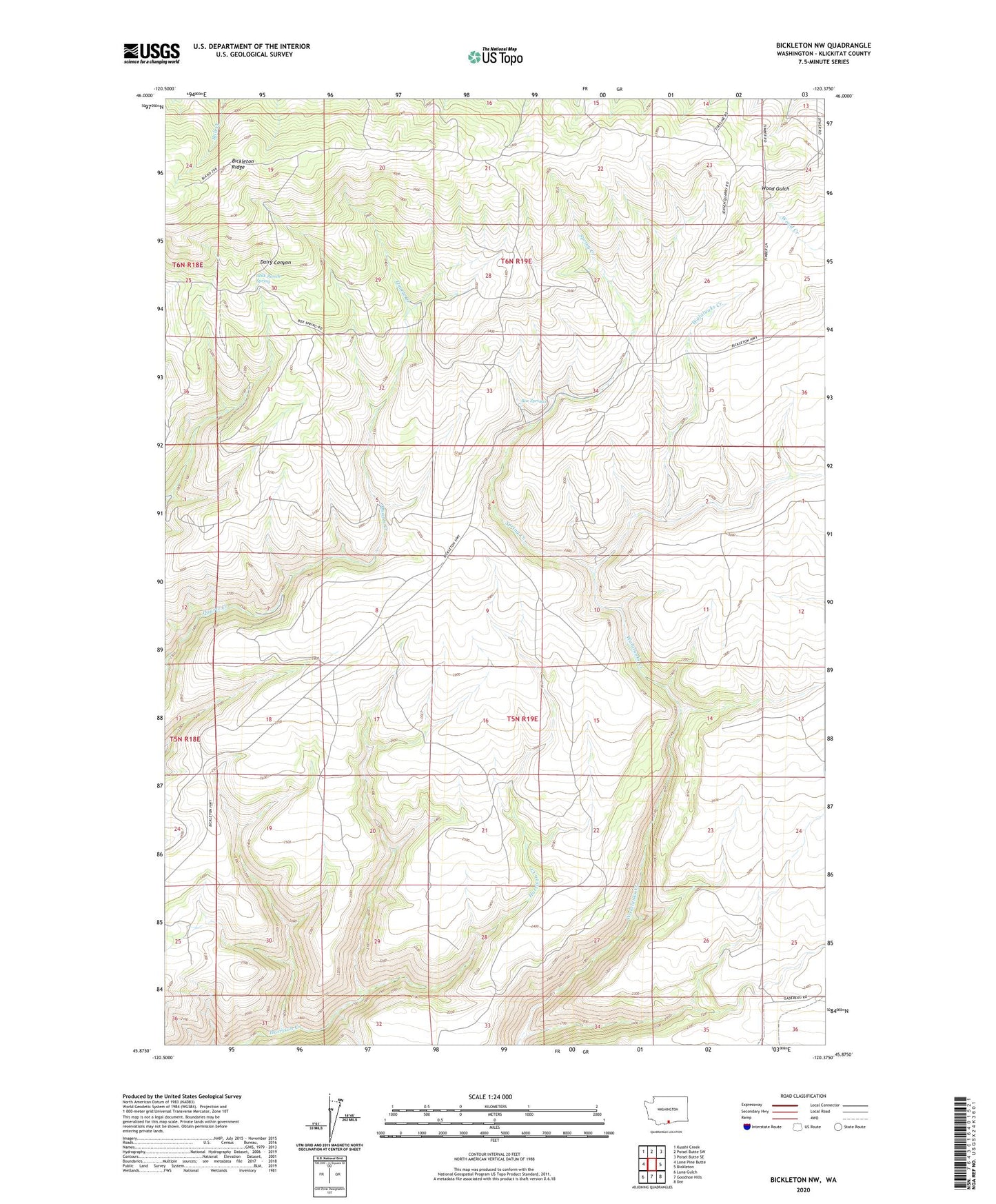 Bickleton NW Washington US Topo Map Image