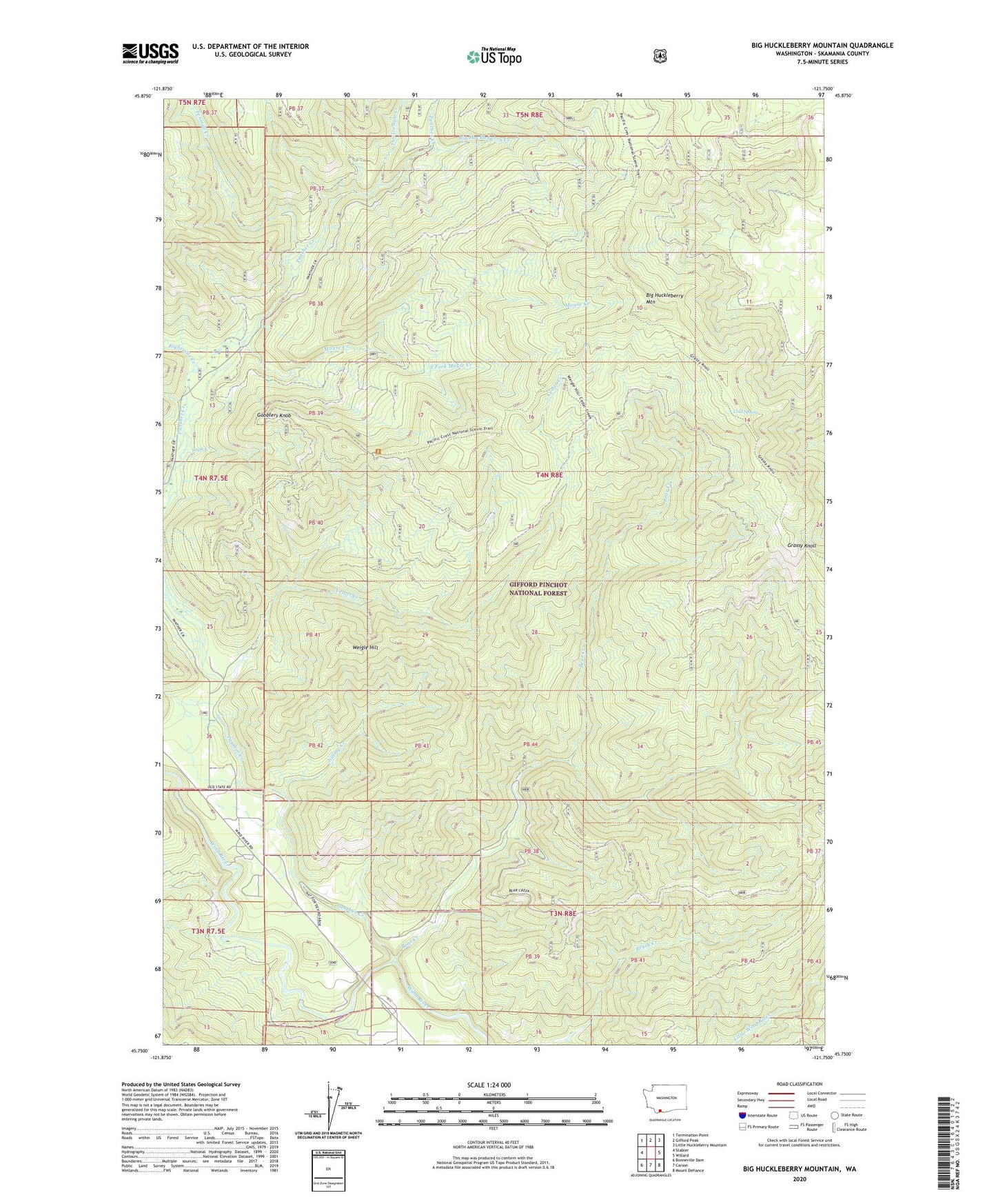 Big Huckleberry Mountain Washington US Topo Map Image