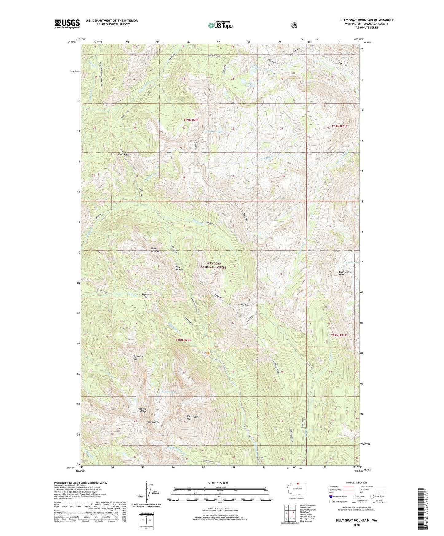 Billy Goat Mountain Washington US Topo Map Image